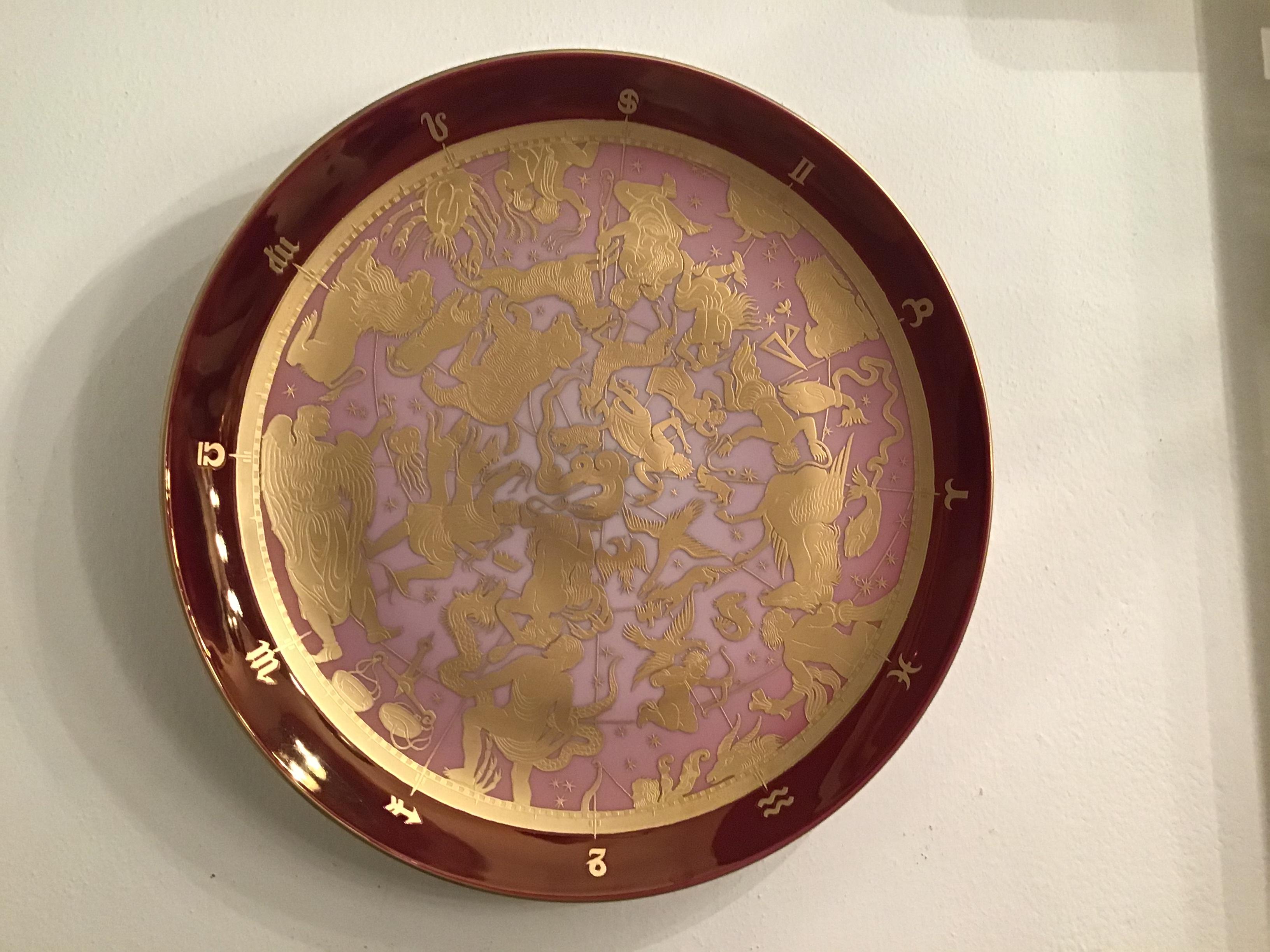 Morbelli Porcelain Wall Plate “Planisfero Celeste” Worked with Pure Gold 1960 It For Sale 4