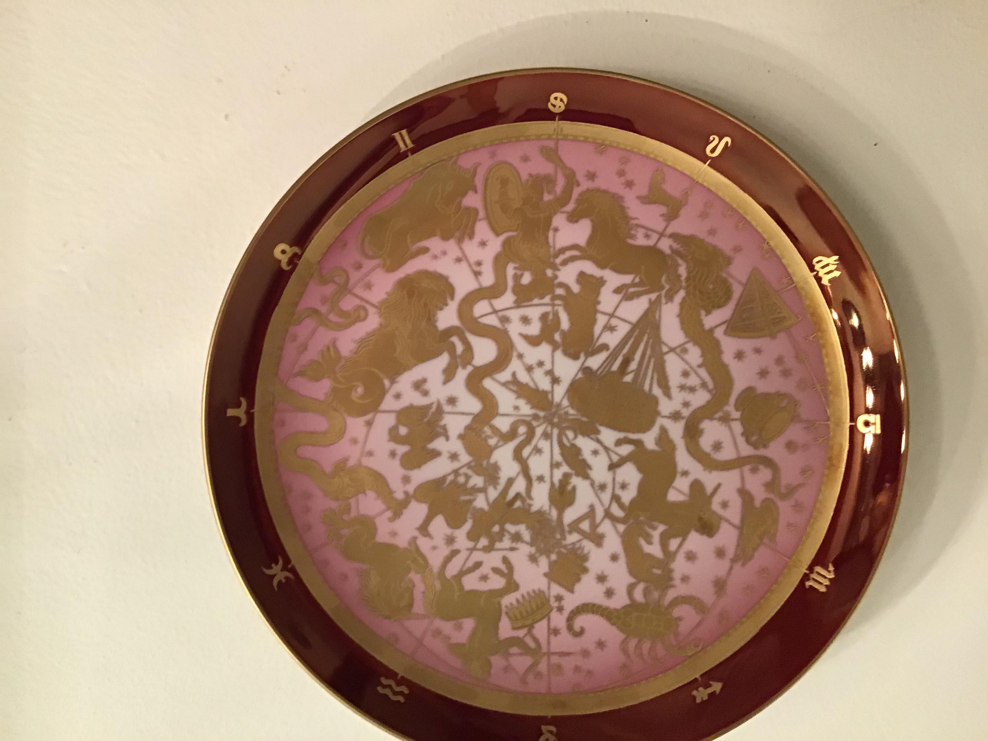 Morbelli Porcelain Wall Plate “Planisfero Celeste“ Worked with Pure Gold 1960 IT For Sale 5