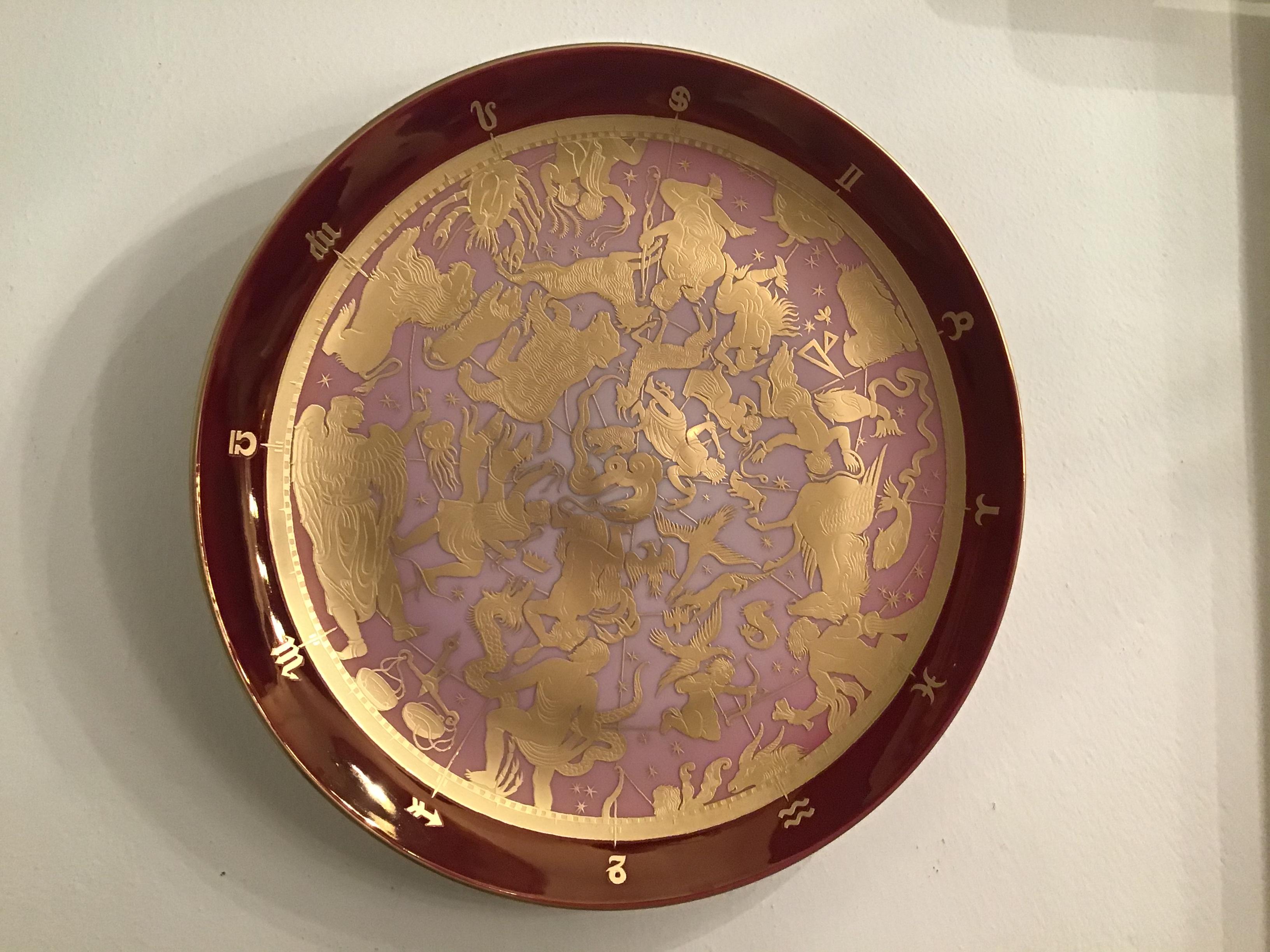 Morbelli Porcelain Wall Plate “Planisfero Celeste” Worked with Pure Gold 1960 It For Sale 5
