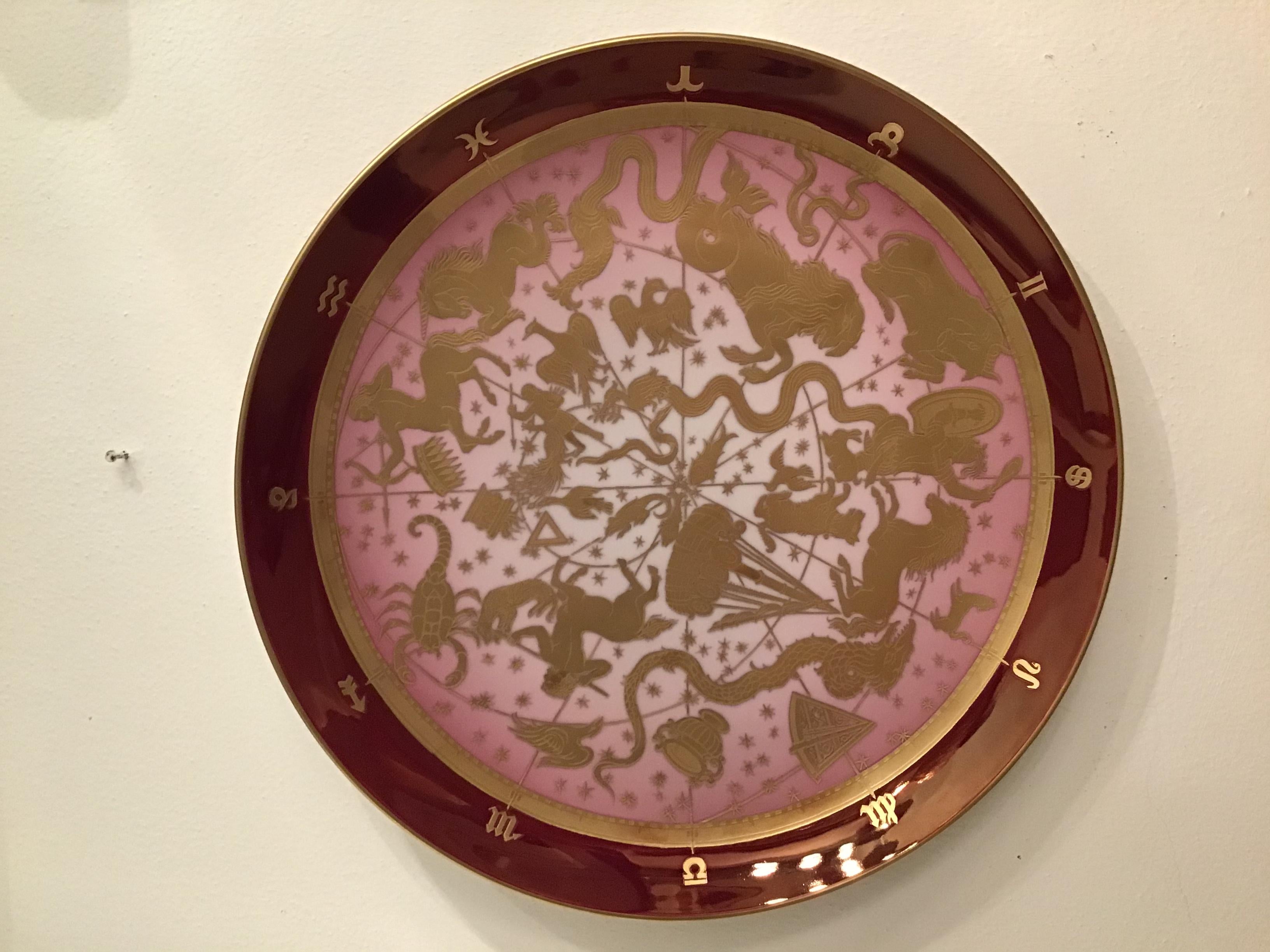 Morbelli Porcelain Wall Plate “Planisfero Celeste“ Worked with Pure Gold 1960 IT For Sale 6