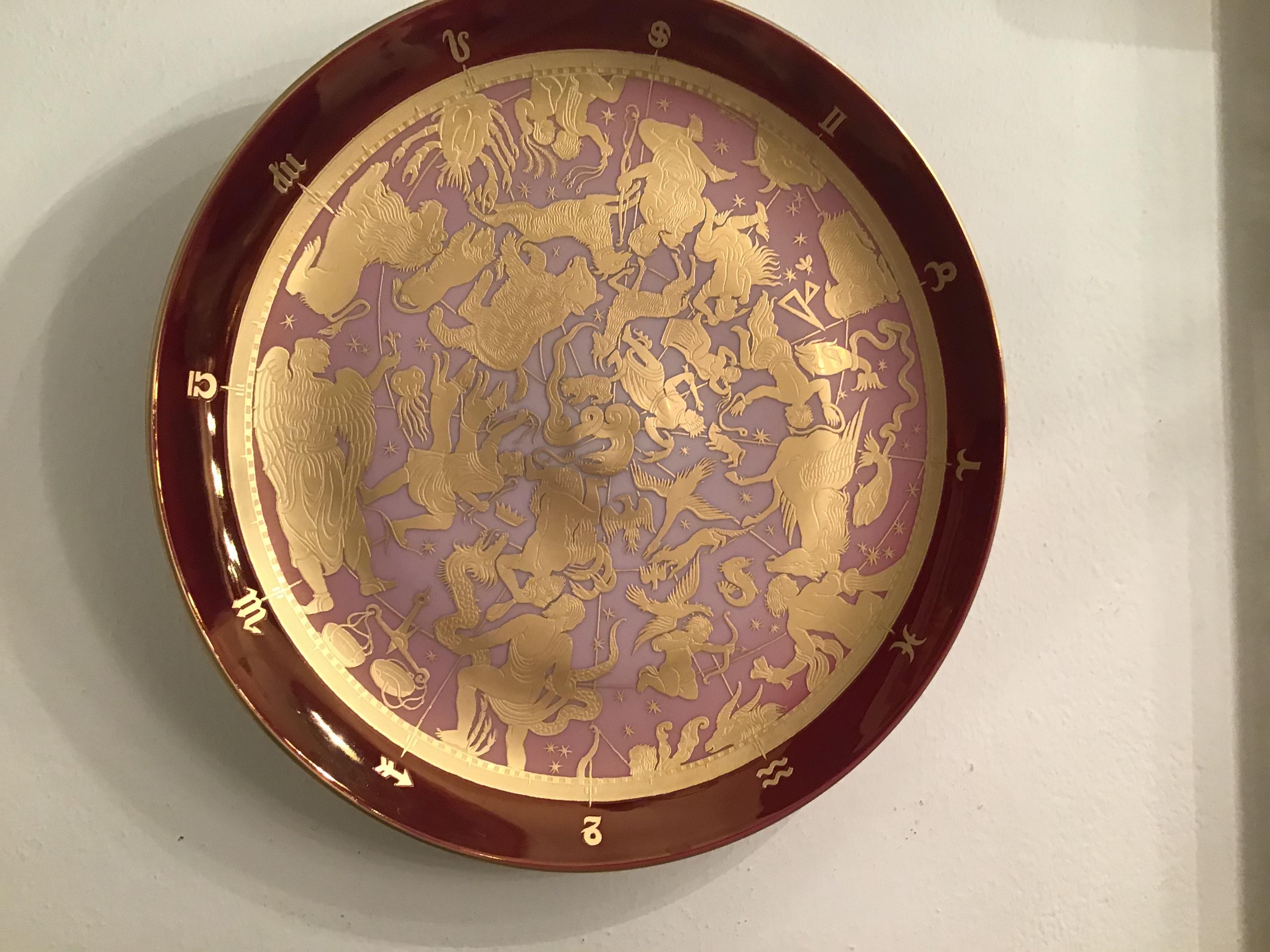 Morbelli Porcelain Wall Plate “Planisfero Celeste” Worked with Pure Gold 1960 It For Sale 6
