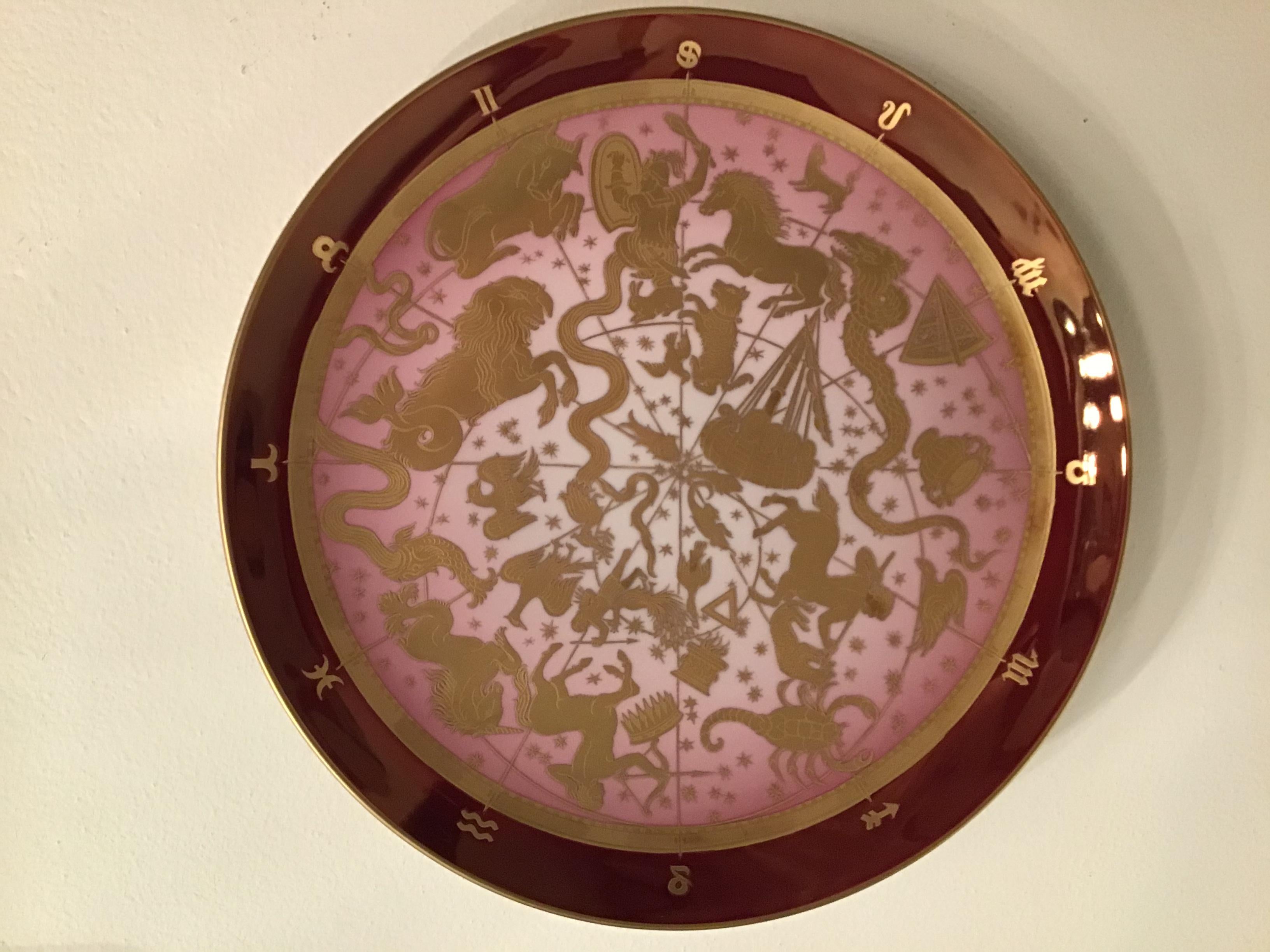 Morbelli Porcelain Wall Plate “Planisfero Celeste“ Worked with Pure Gold 1960 IT For Sale 7
