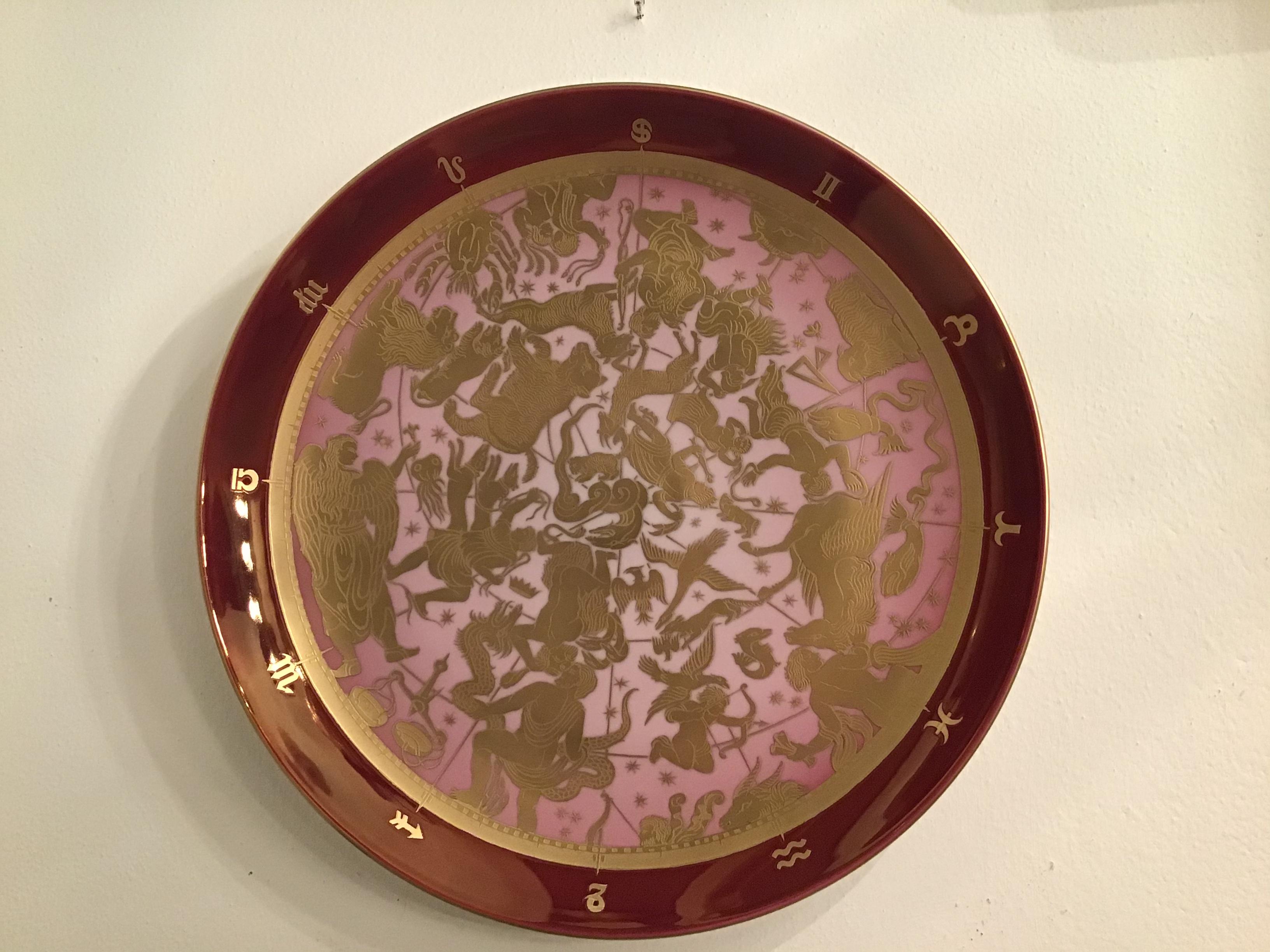 Morbelli Porcelain Wall Plate “Planisfero Celeste” Worked with Pure Gold 1960 It For Sale 7
