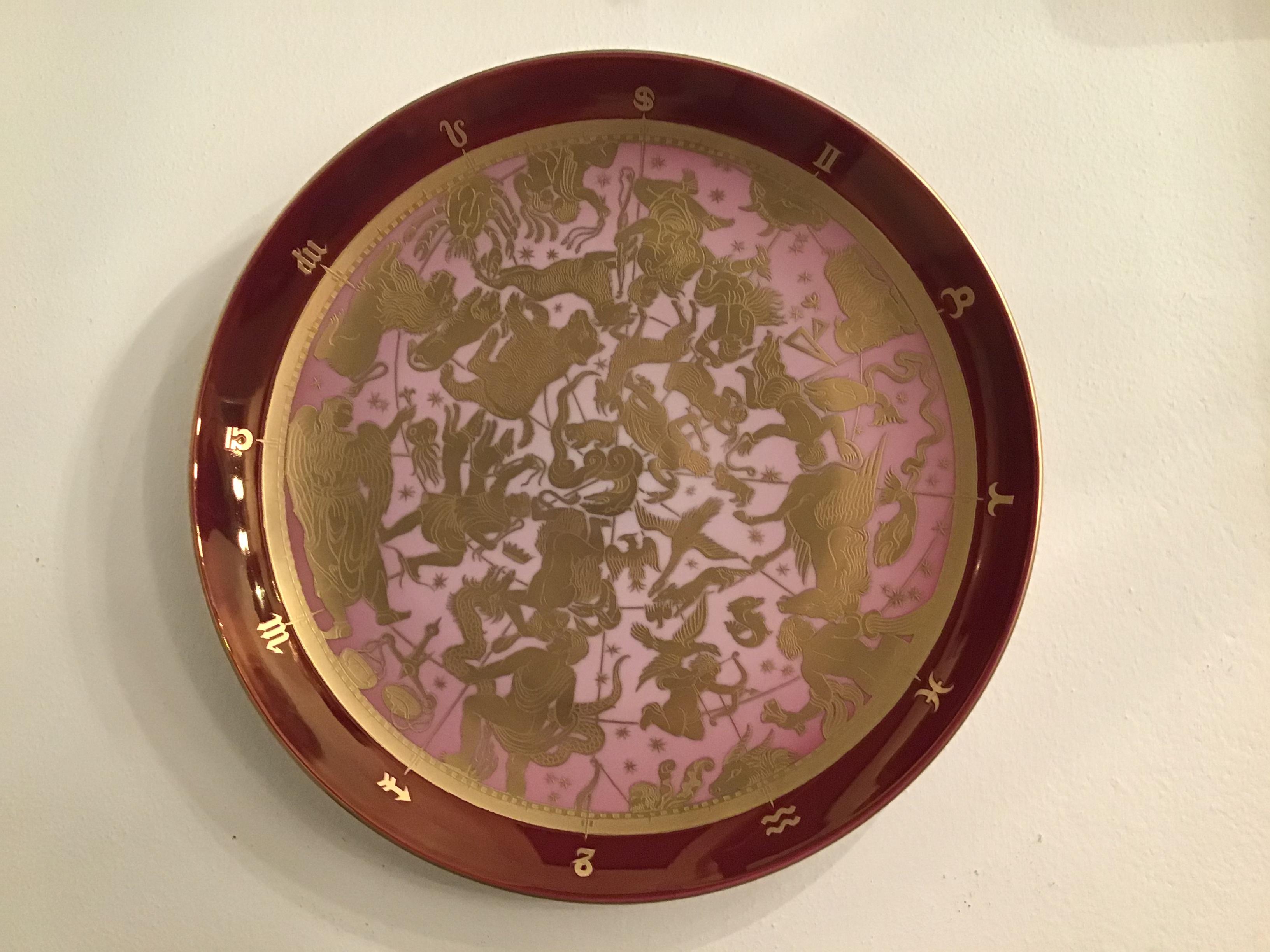 Morbelli Porcelain Wall Plate “Planisfero Celeste” Worked with Pure Gold 1960 It For Sale 8