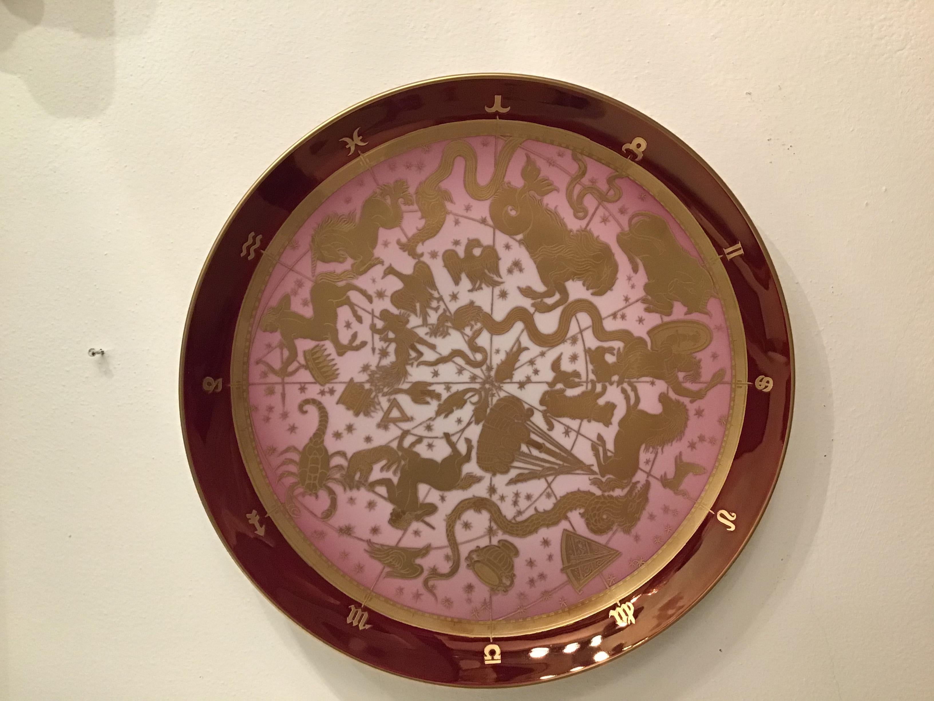 Morbelli Porcelain Wall Plate “Planisfero Celeste“ Worked with Pure Gold 1960 IT For Sale 9