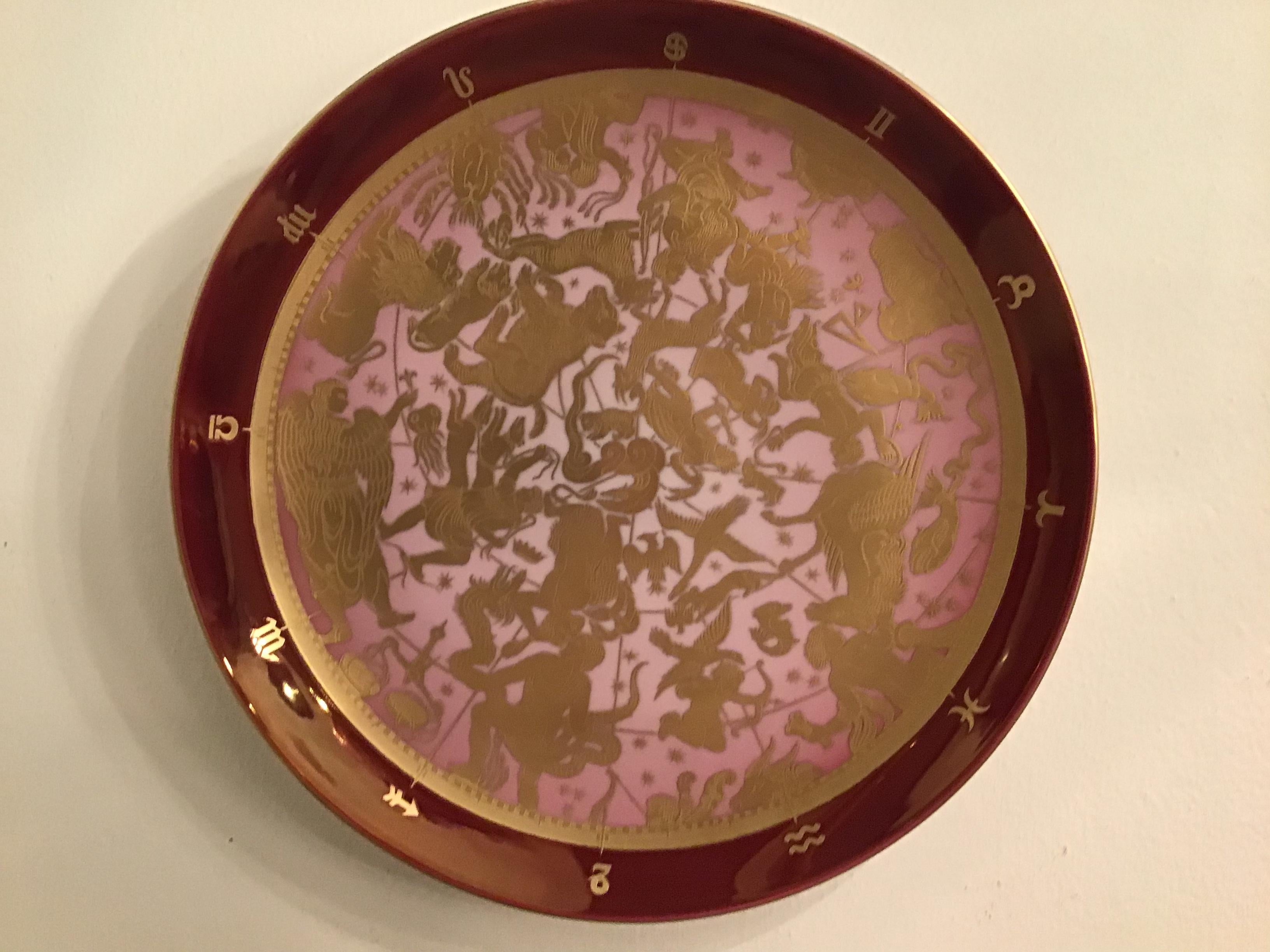 Other Morbelli Porcelain Wall Plate “Planisfero Celeste” Worked with Pure Gold 1960 It For Sale