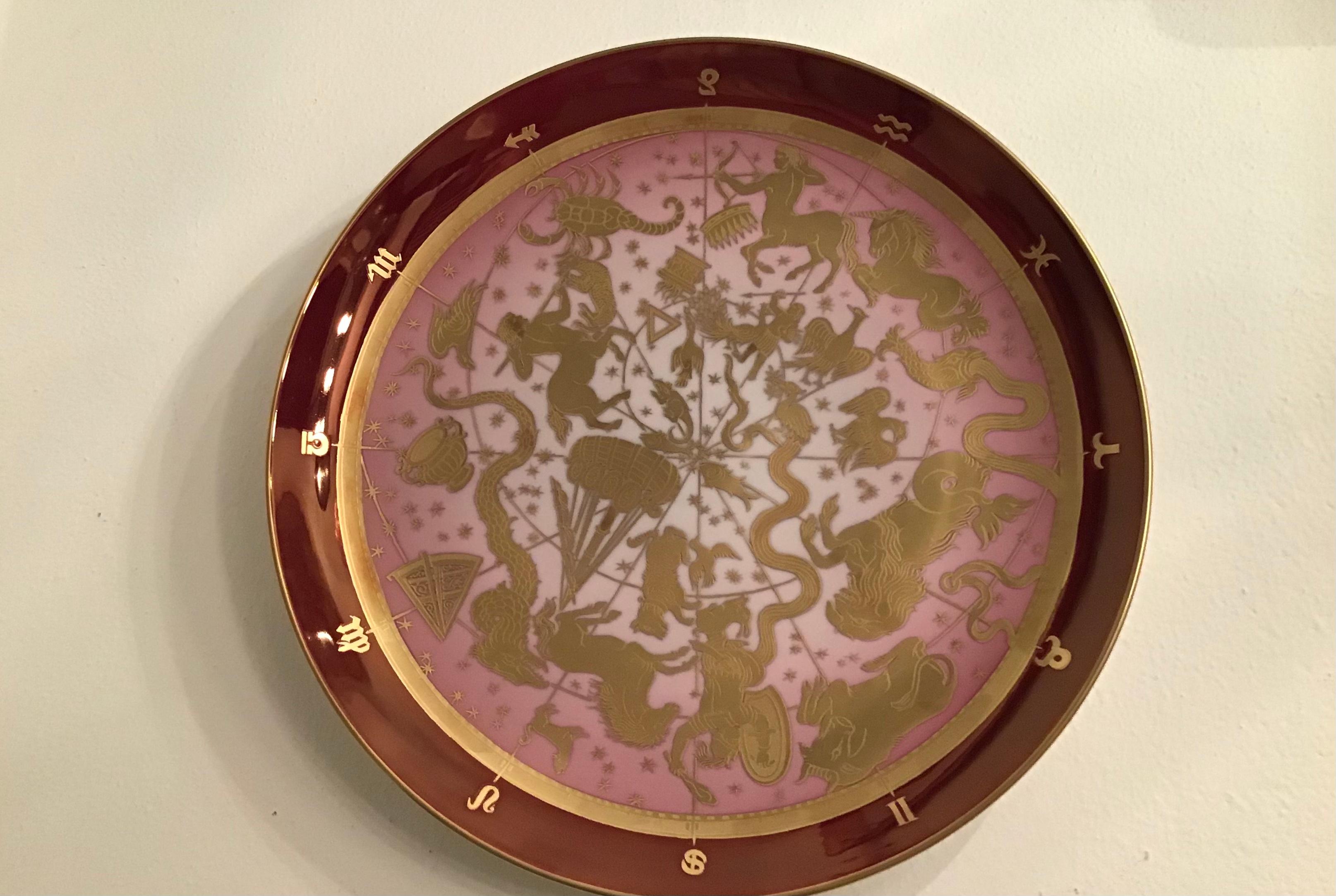 Other Morbelli Porcelain Wall Plate “Planisfero Celeste“ Worked with Pure Gold 1960 IT For Sale
