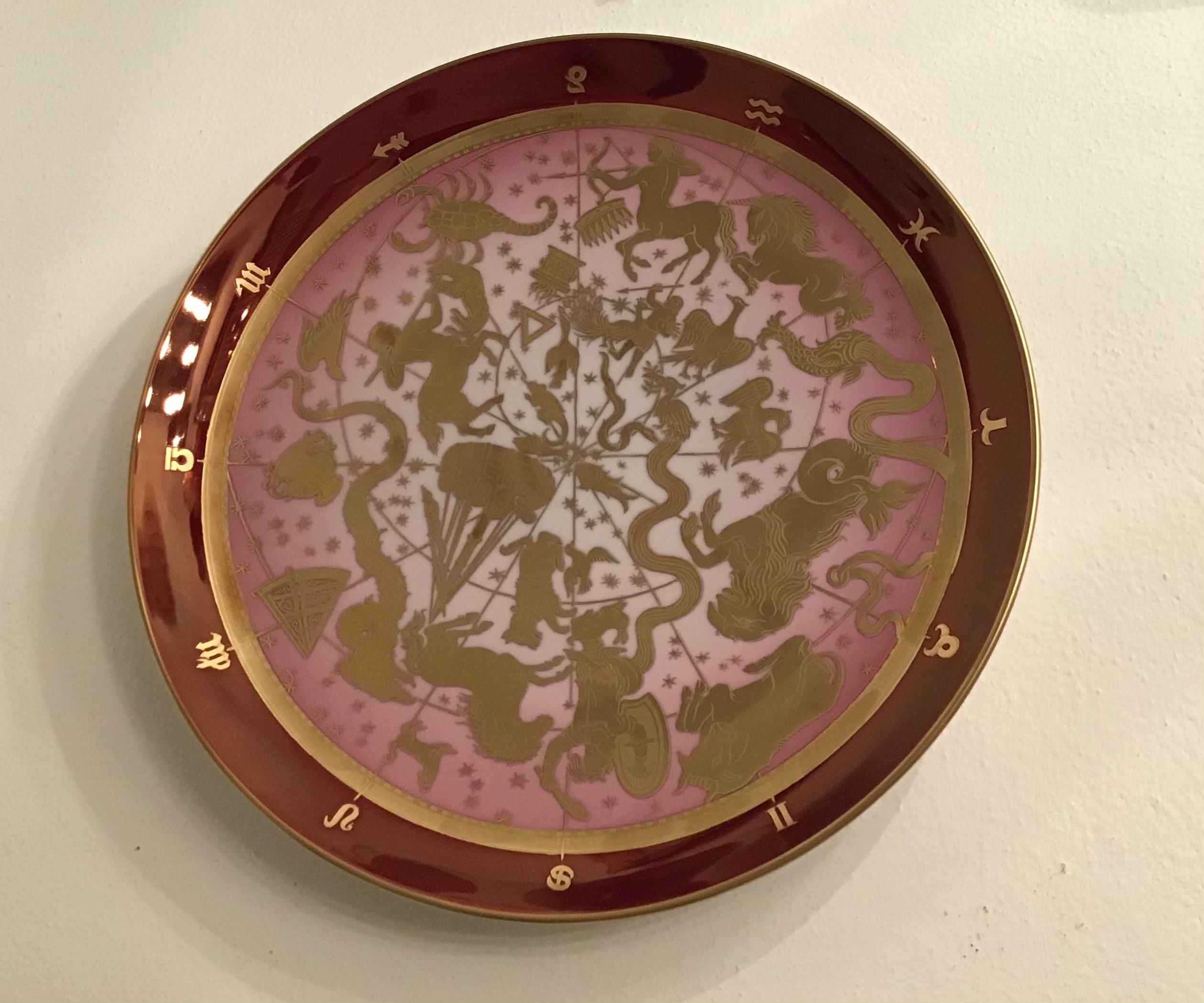 Morbelli Porcelain Wall Plate “Planisfero Celeste“ Worked with Pure Gold 1960 IT For Sale 1