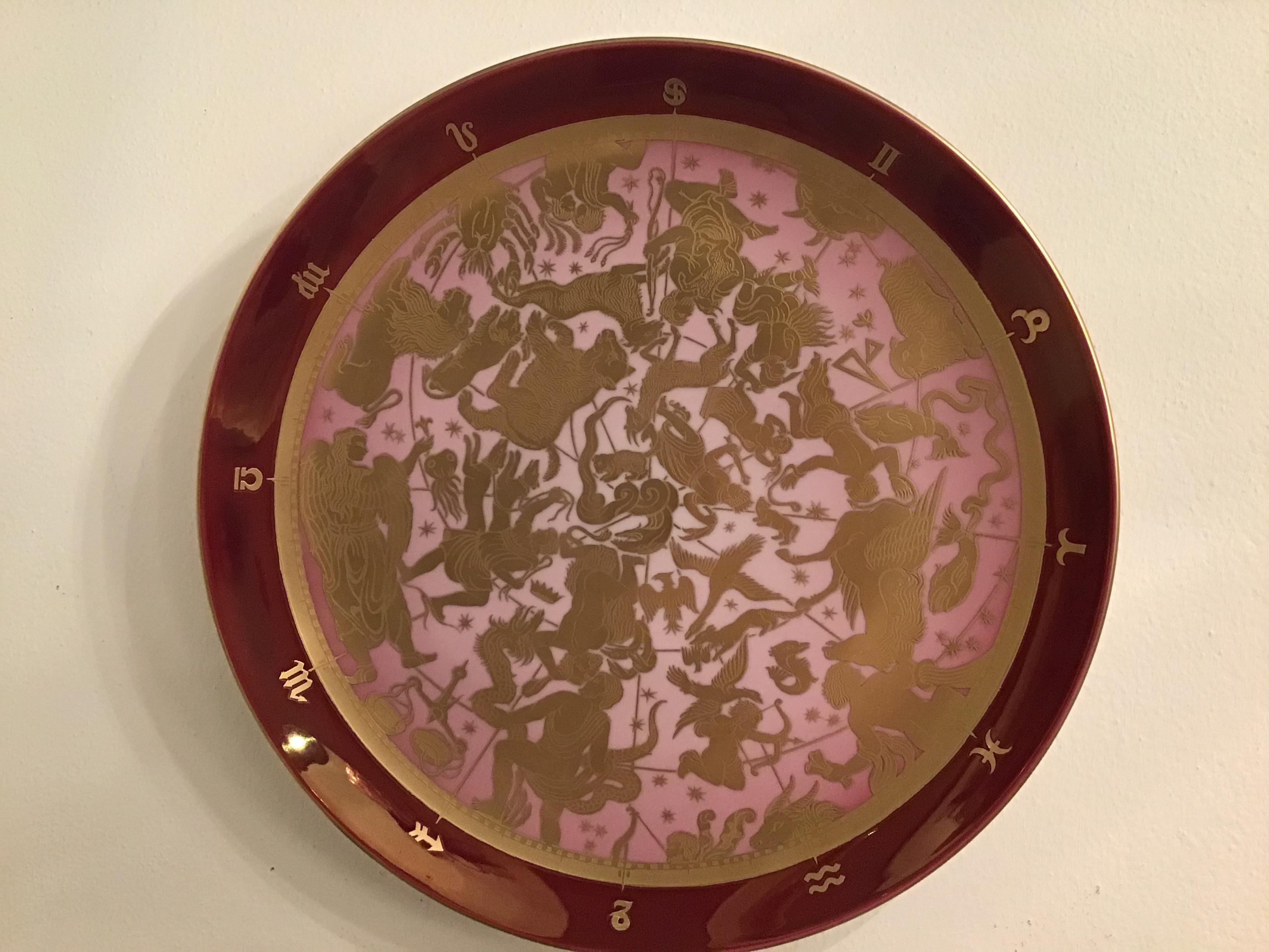Morbelli Porcelain Wall Plate “Planisfero Celeste” Worked with Pure Gold 1960 It For Sale 1