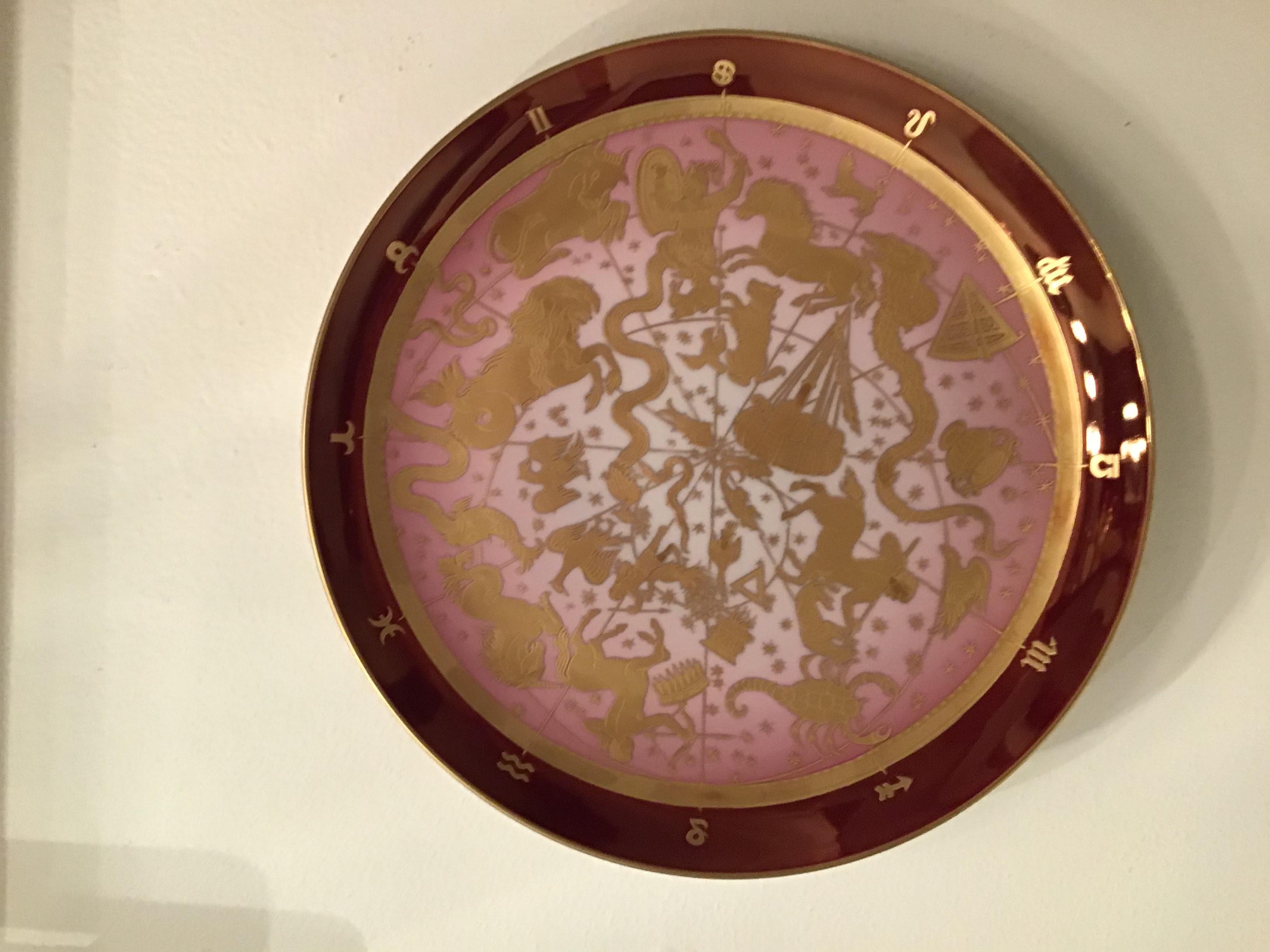 Morbelli Porcelain Wall Plate “Planisfero Celeste“ Worked with Pure Gold 1960 IT For Sale 2