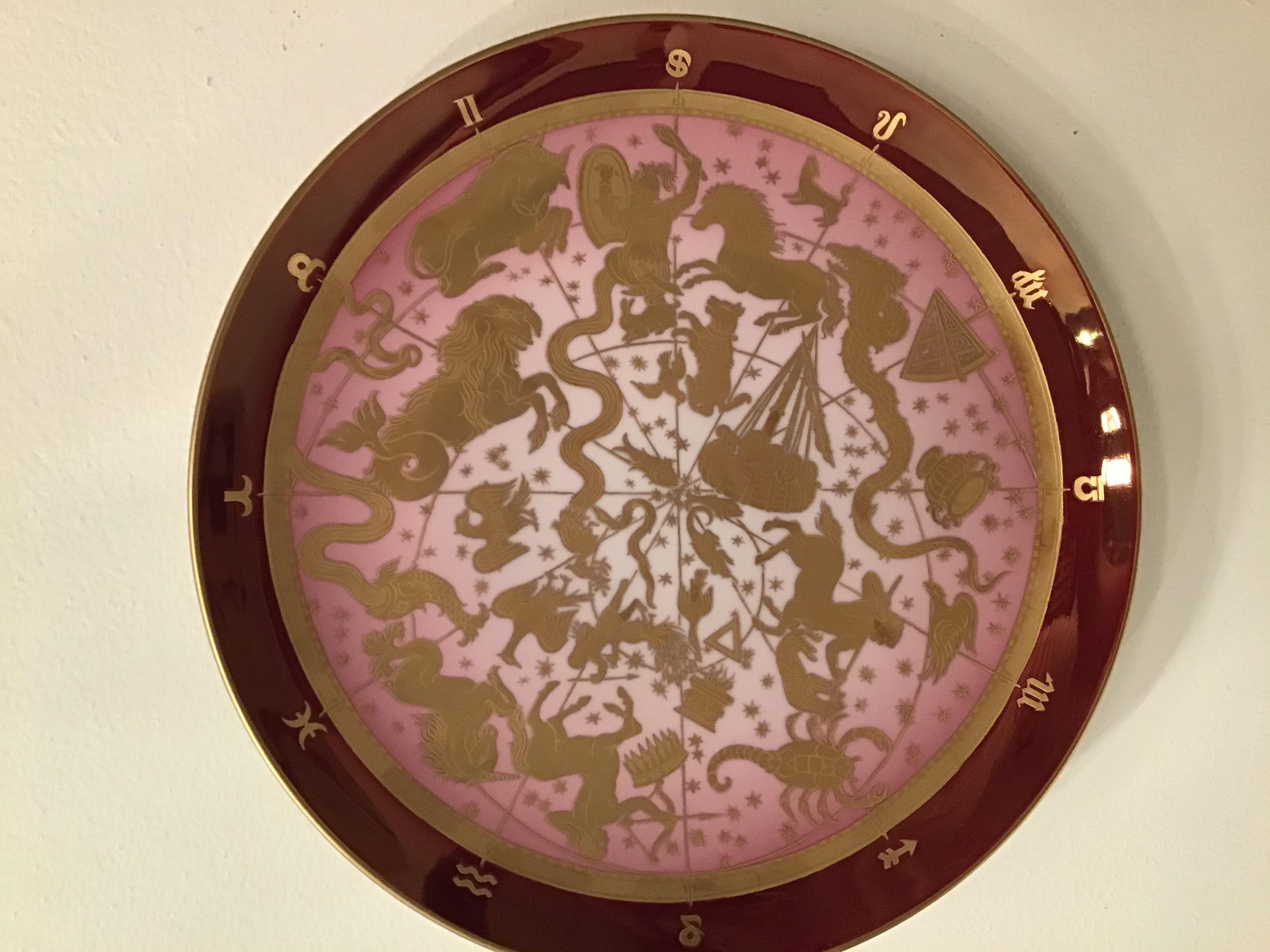 Morbelli Porcelain Wall Plate “Planisfero Celeste“ Worked with Pure Gold 1960 IT For Sale 3