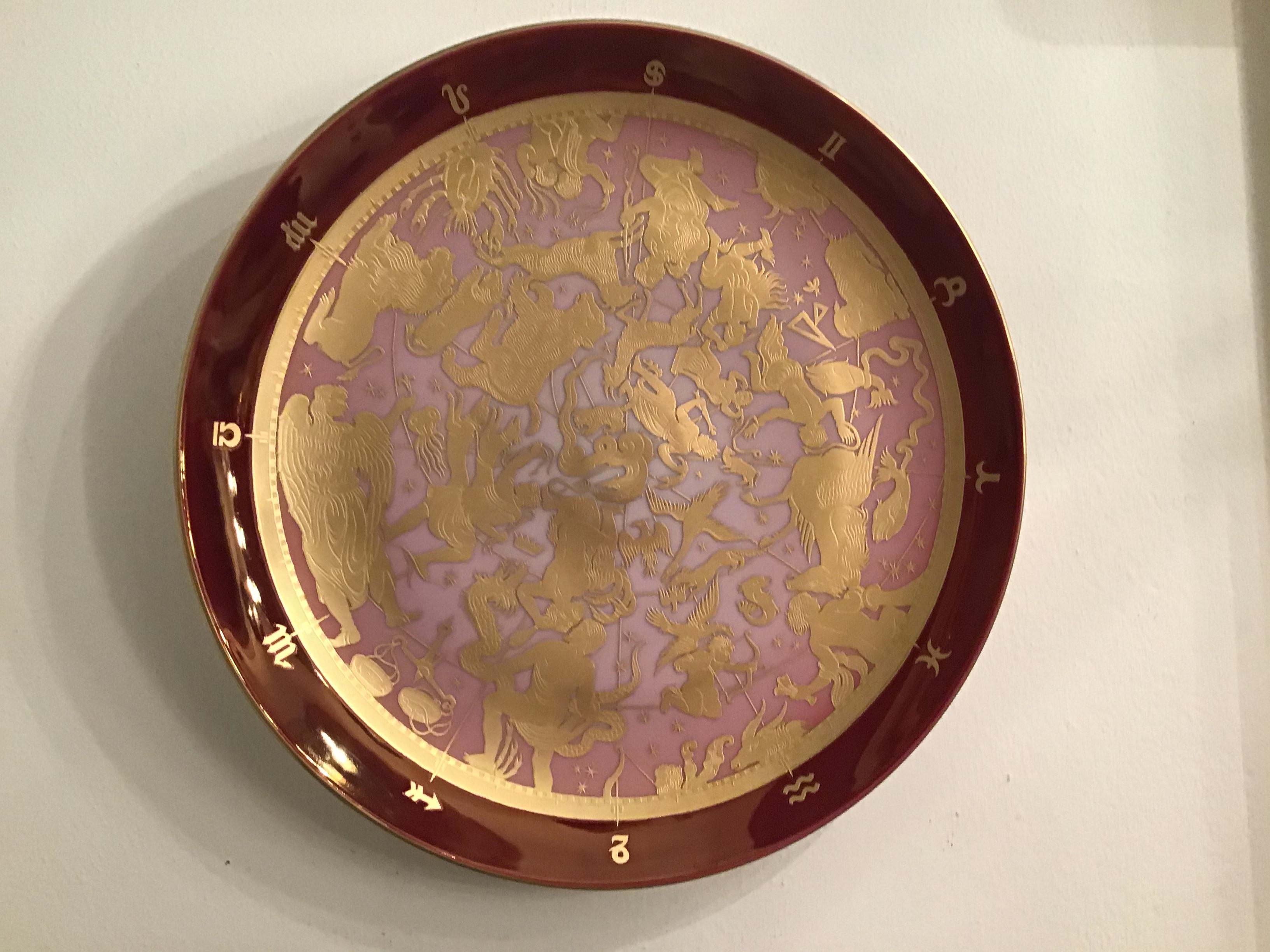Morbelli Porcelain Wall Plate “Planisfero Celeste” Worked with Pure Gold 1960 It For Sale 3