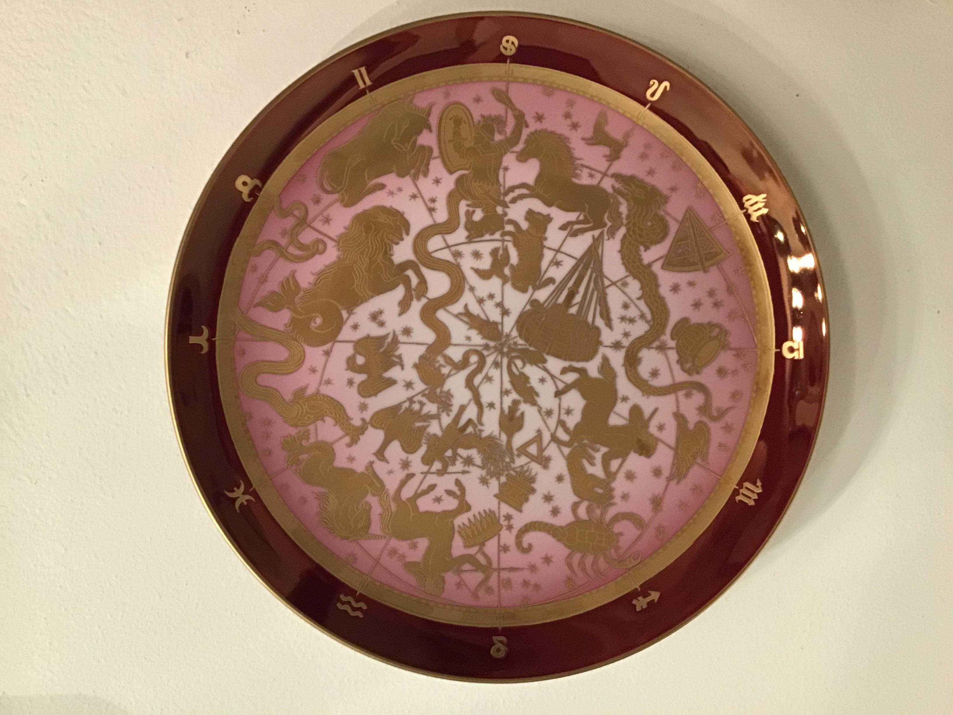 Morbelli Porcelain Wall Plate “Planisfero Celeste“ Worked with Pure Gold 1960 IT For Sale 4