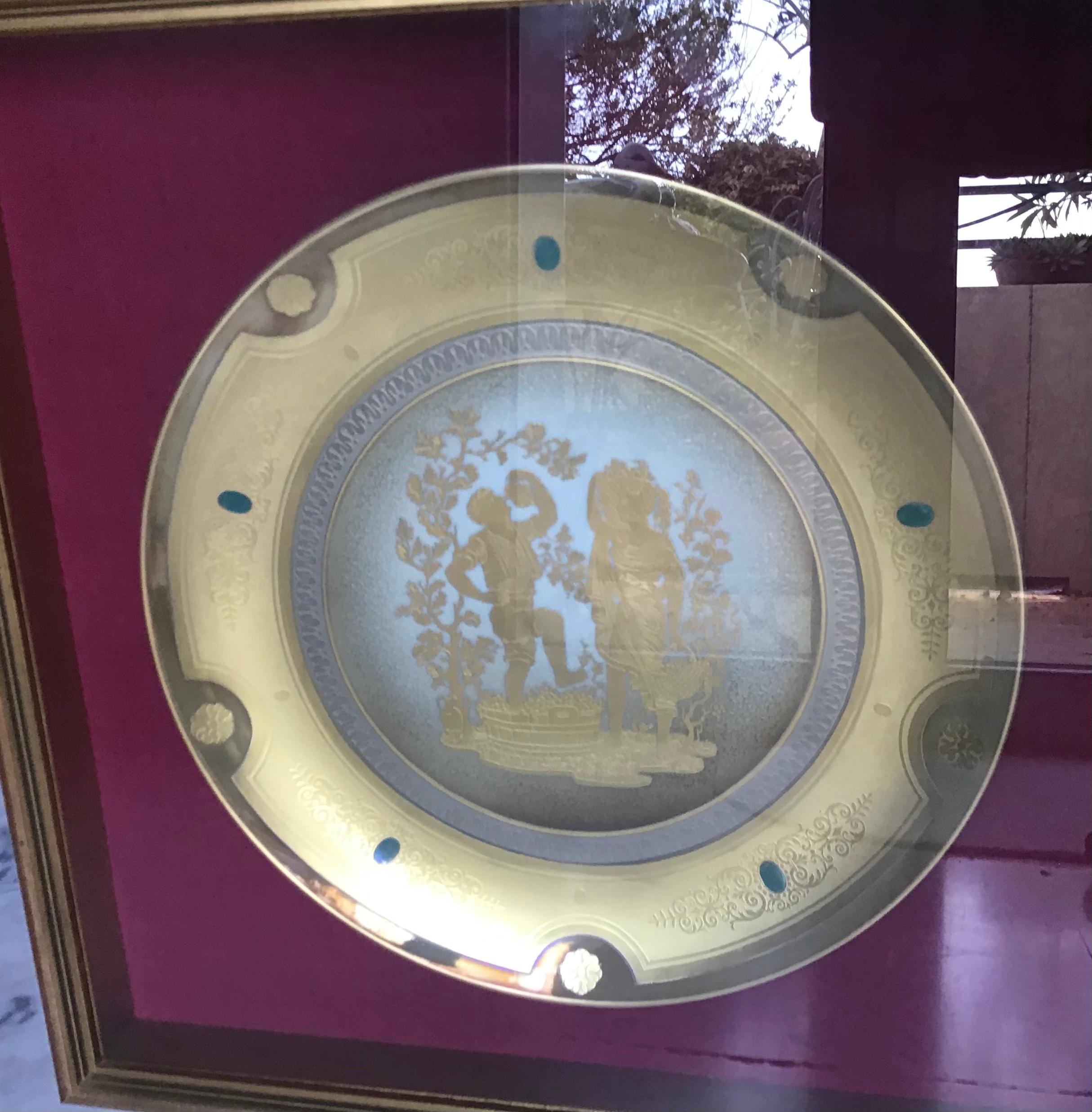 Morbelli Porcelain Wall Plate “The Harvest” Worked with Pure Gold, 1960, Italy For Sale 6