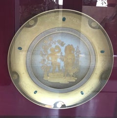 Morbelli Porcelain Wall Plate “The Harvest” Worked with Pure Gold, 1960, Italy