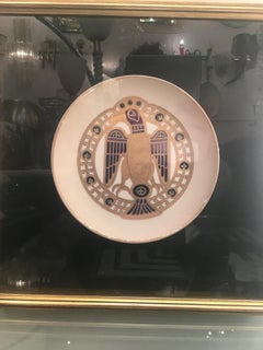 Morbelli Porcelain Wall Plate Worked with Pure Gold 1960 Italy