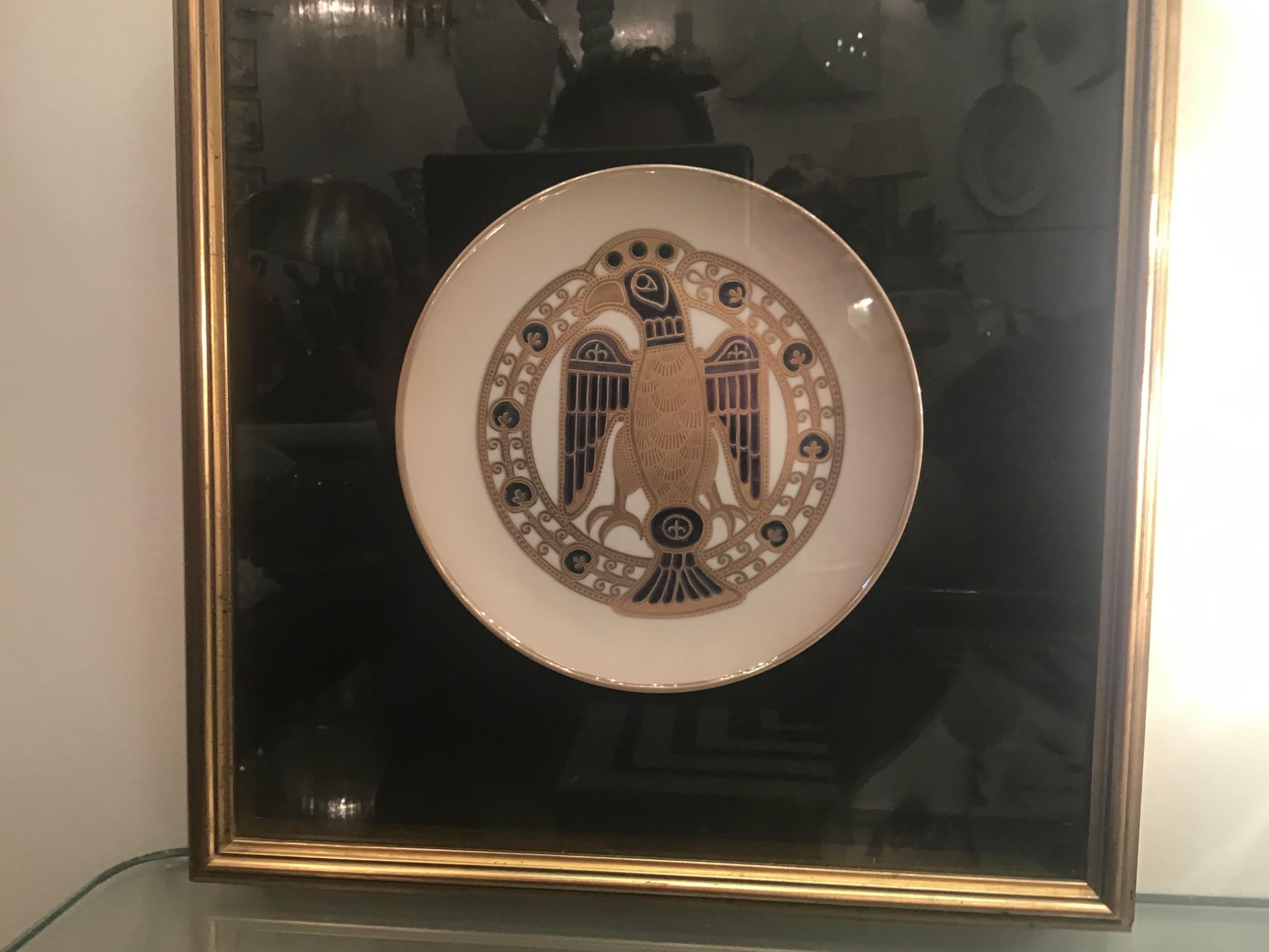 Morbelli Porcelain Wall Plate Worked with Pure Gold 1960 Italy For Sale 4