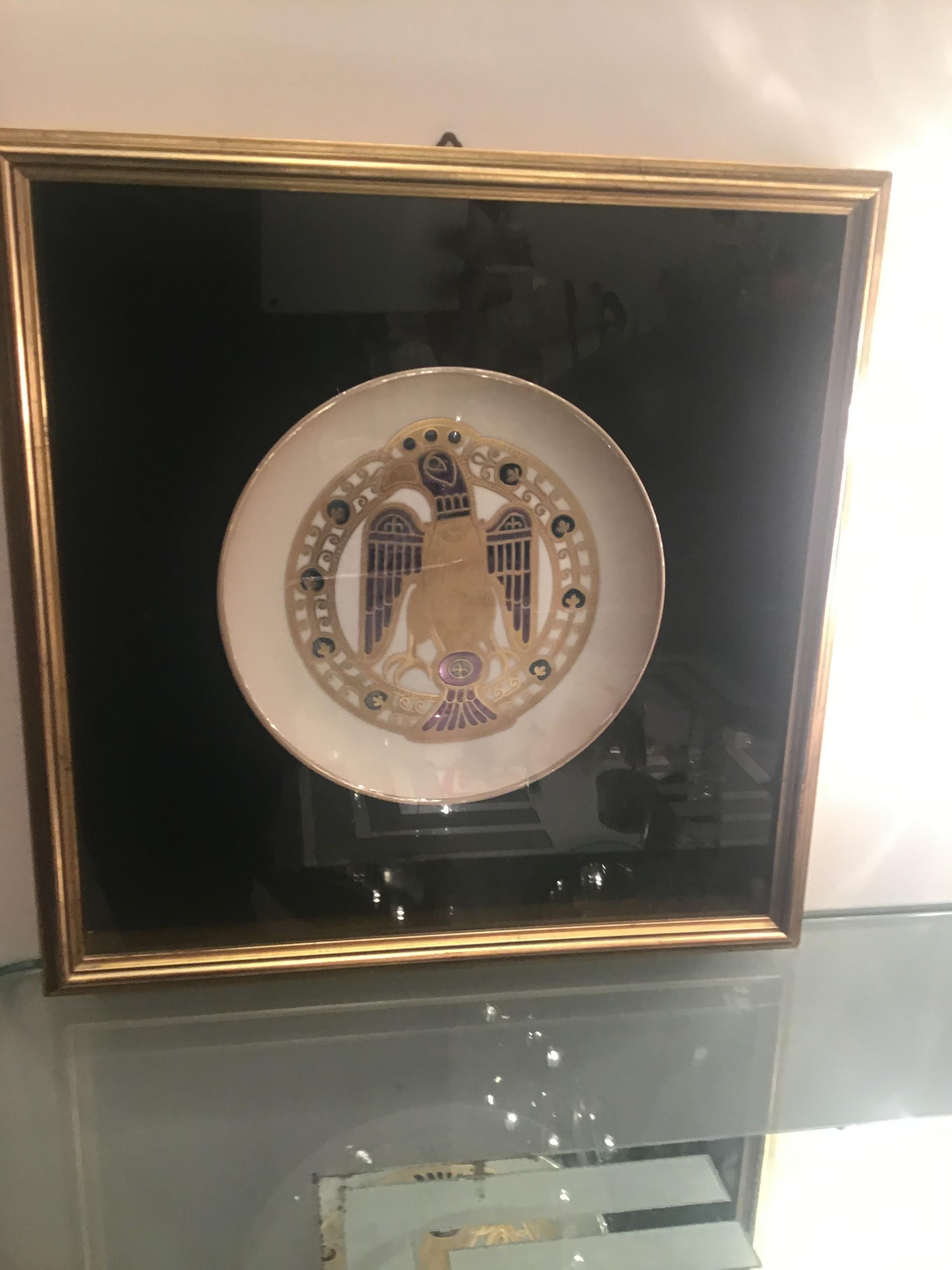 Morbelli Porcelain Wall Plate Worked with Pure Gold 1960 Italy For Sale 5