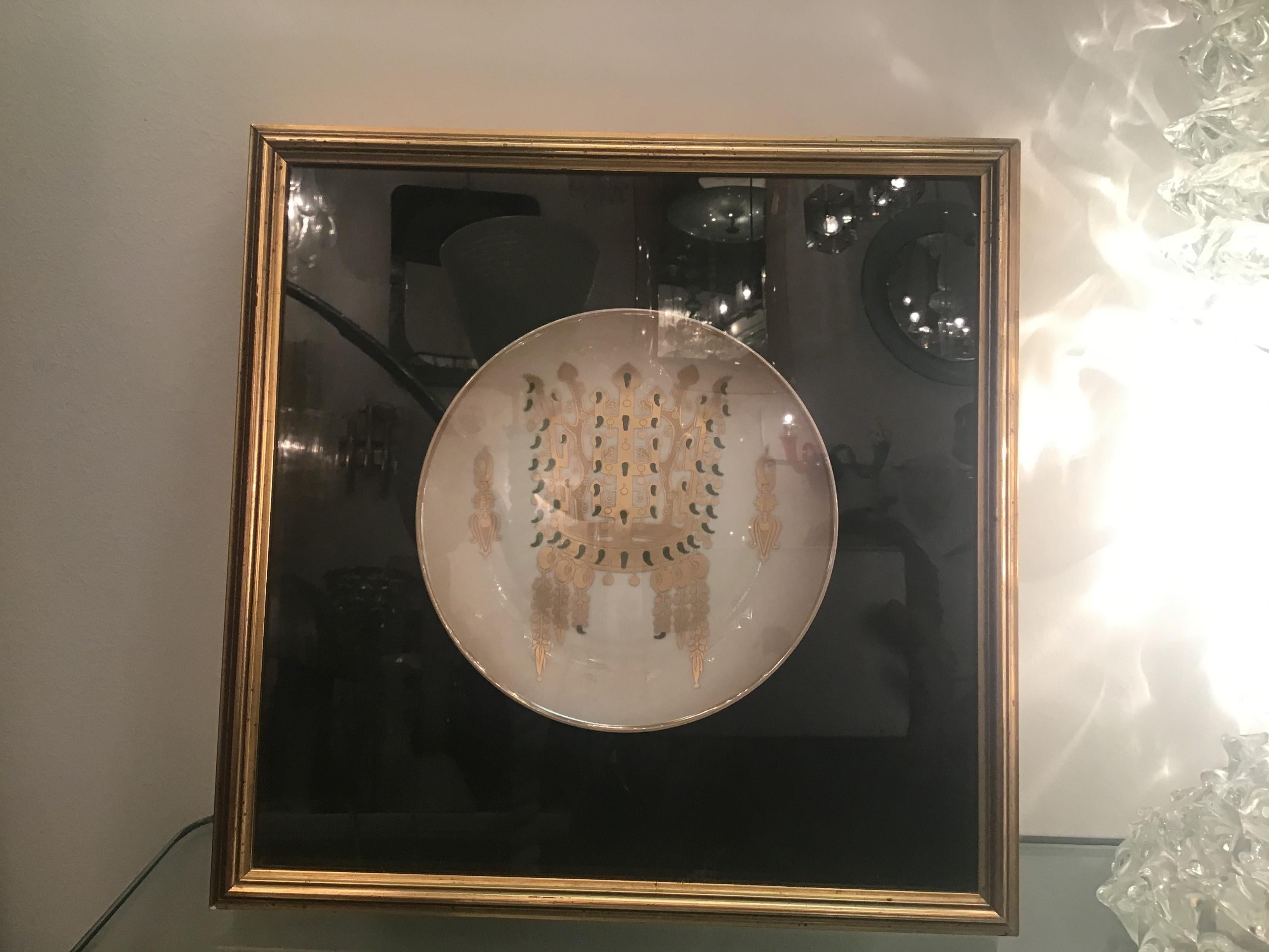 Morbelli Porcelain Wall Plates Worked with Pure Gold 1960 Italy For Sale 1