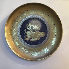 Morbelli Plato de Pared de Porcelana Dorada #La Notte" 1960 Italia