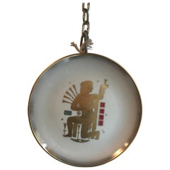 Morbelli Zodiac Teller Jungfrau Porzellan Gold, 1950, Italien