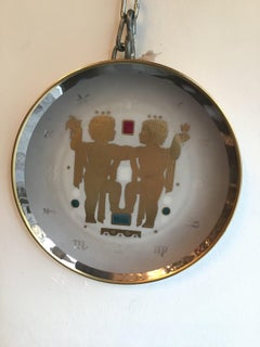 Morbelli Zodiac Porcelain Plate “Gemini”, 1950, Italy