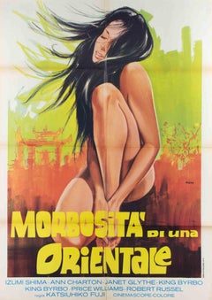 Affiche italienne vintage des années 1970 : « Morbosità di una Orientale », pliée