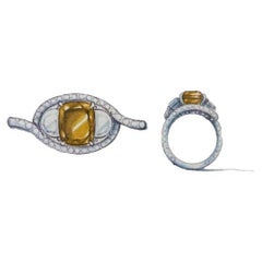 Morcha Diamantring, natürlicher Fancy Orange-Braun-Diamant im Kissenschliff