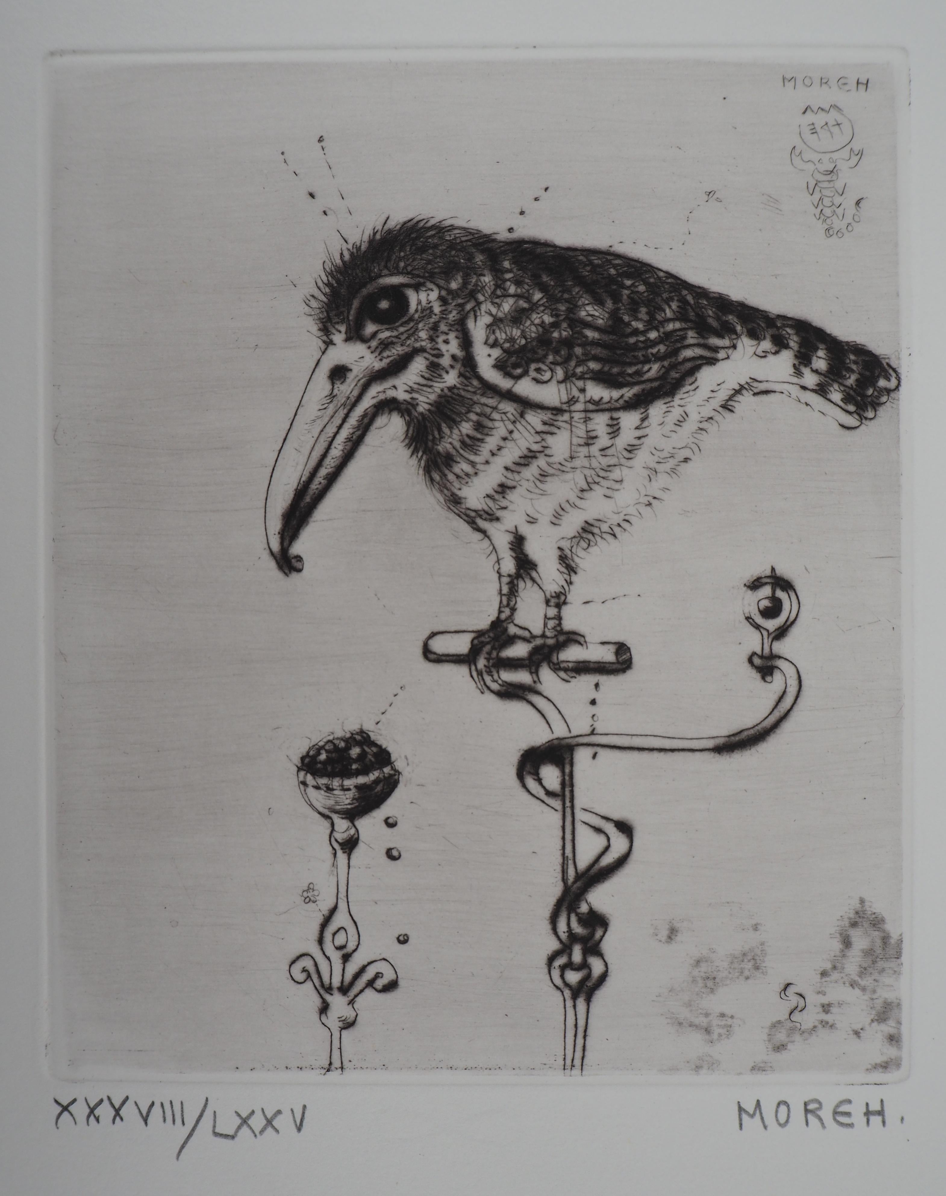 The Little Bird – Original-Radierung, handsigniert, Ltd 75 Teile – Print von Mordecai Moreh
