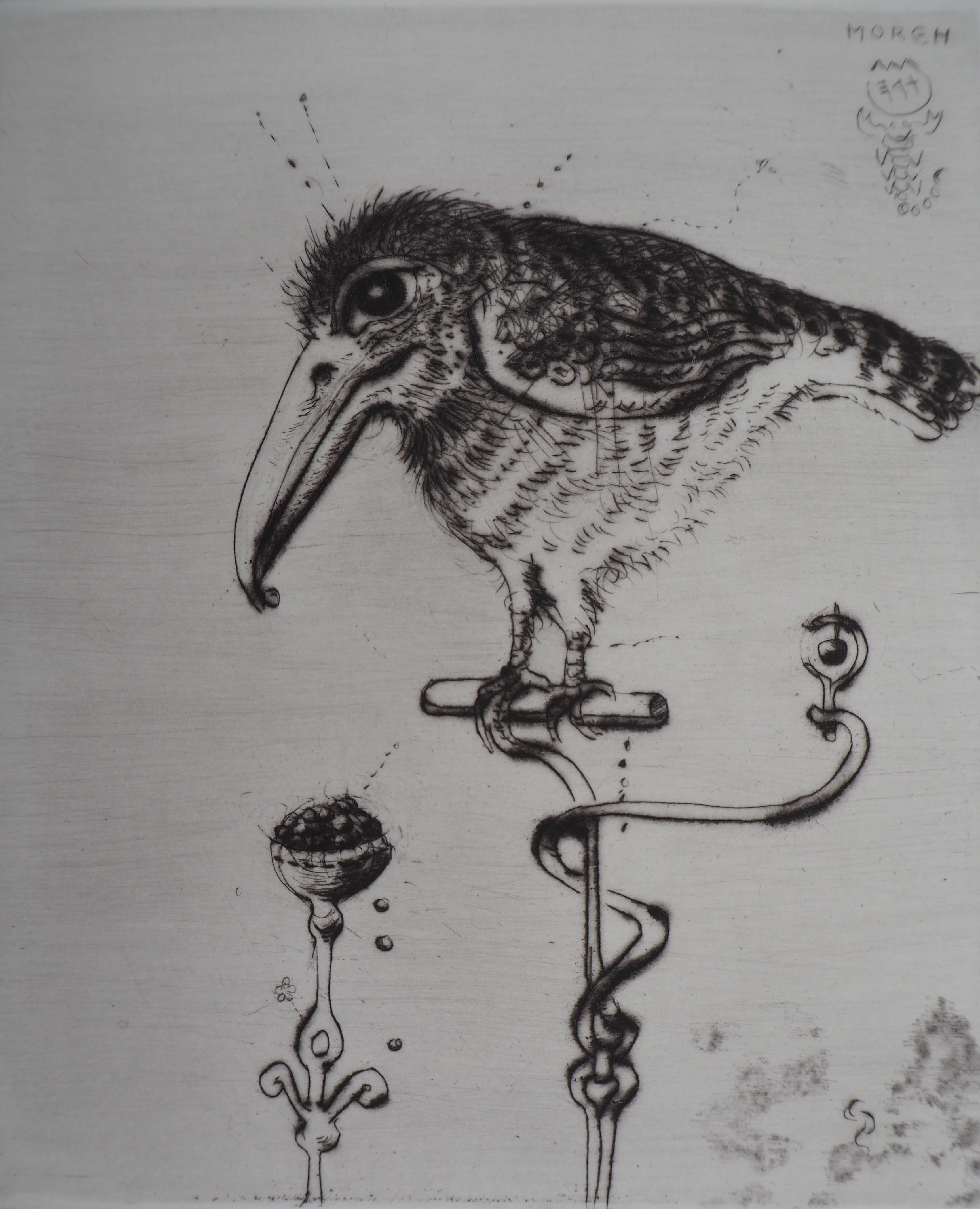 The Little Bird – Original-Radierung, handsigniert, Ltd 75 Teile (Moderne), Print, von Mordecai Moreh