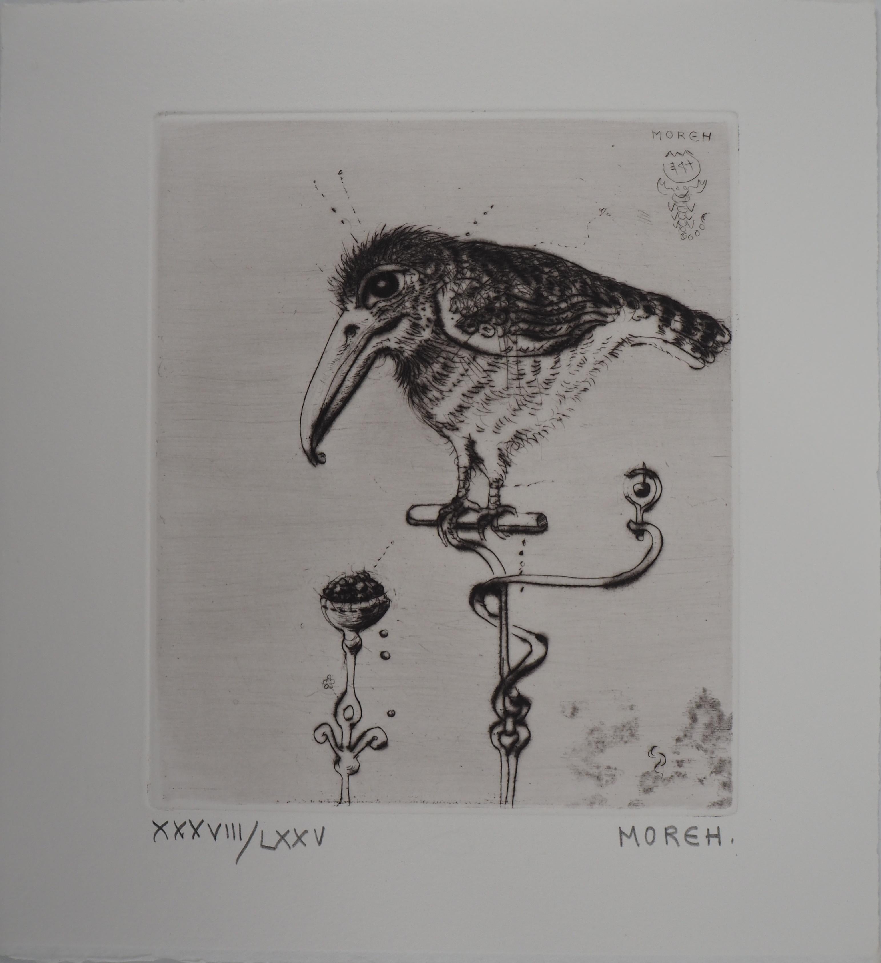 Animal Print Mordecai Moreh - The Little Bird, gravure originale signée à la main, édition limitée à 75 exemplaires