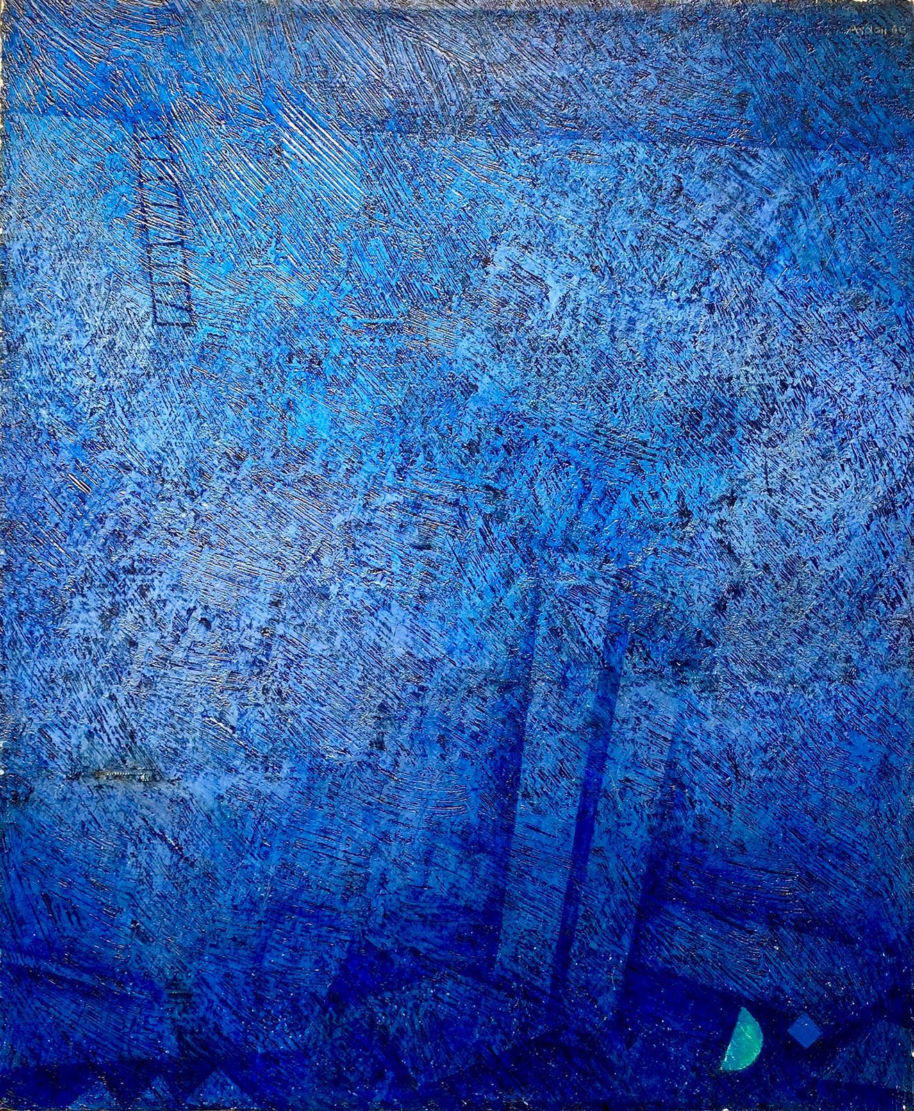  Sunken Caesarea - Blue Abstract Painting by Mordechai Ardon