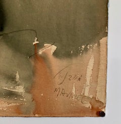 Israeli Modernist Abstract Expressionist Watercolor Painting Bezalel School