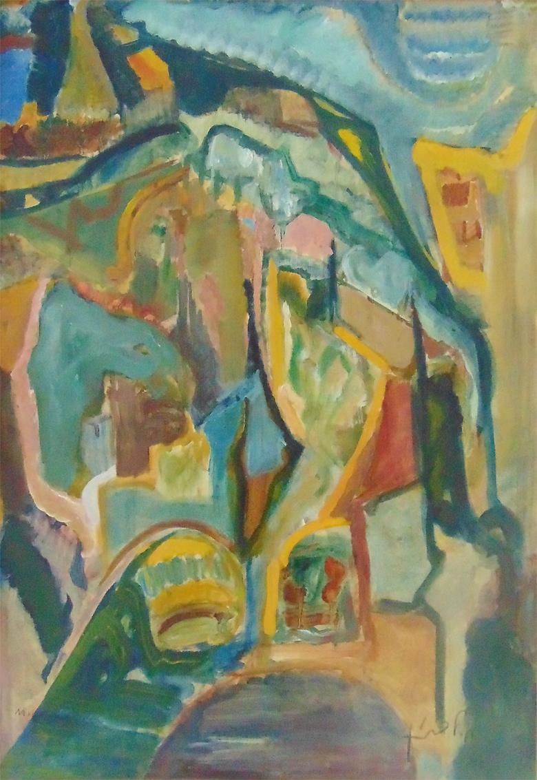 View of Safed - Painting by Mordechai Levanon