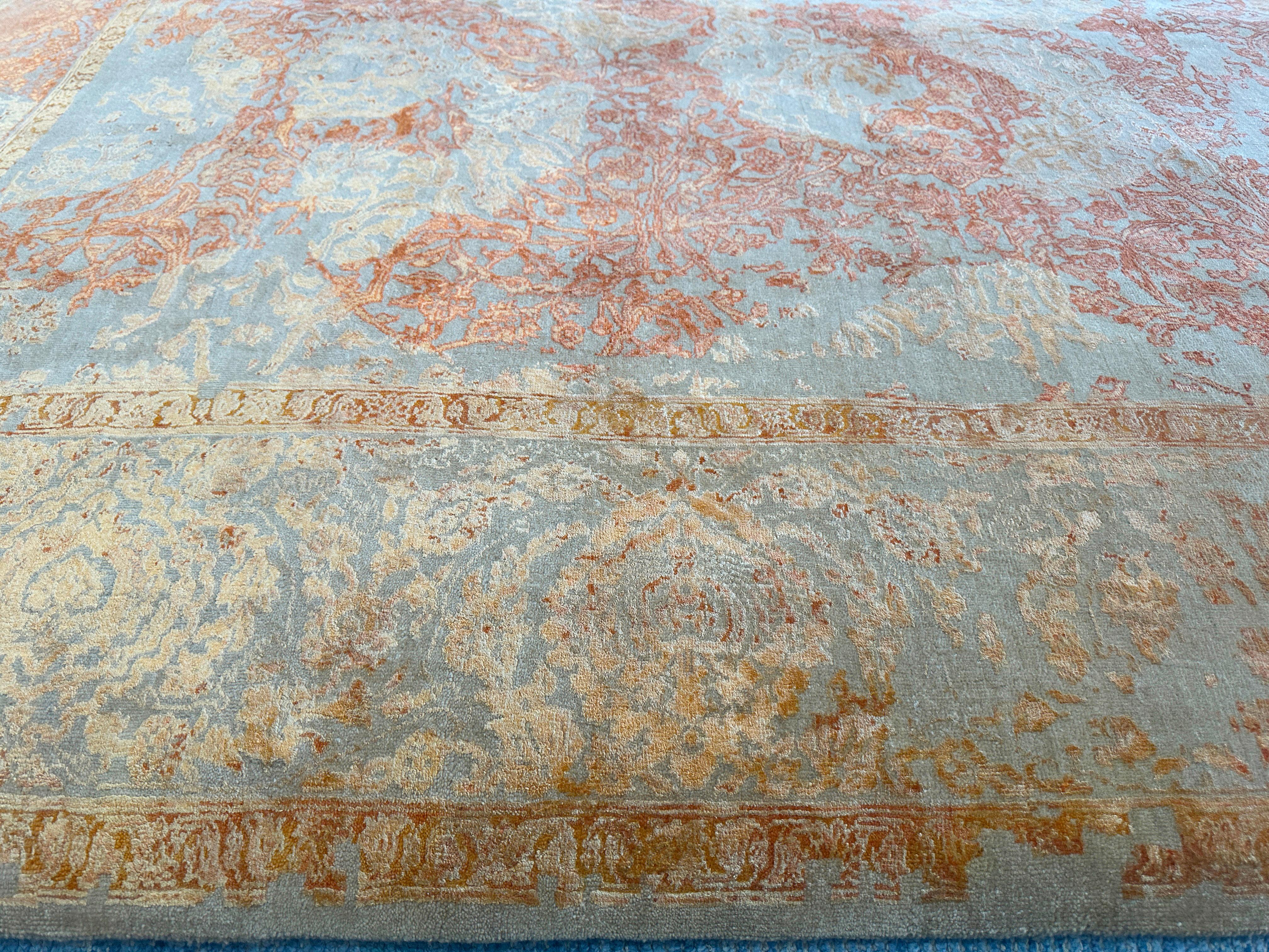 Indian Morden 8x10 Orange Tone Rug For Sale
