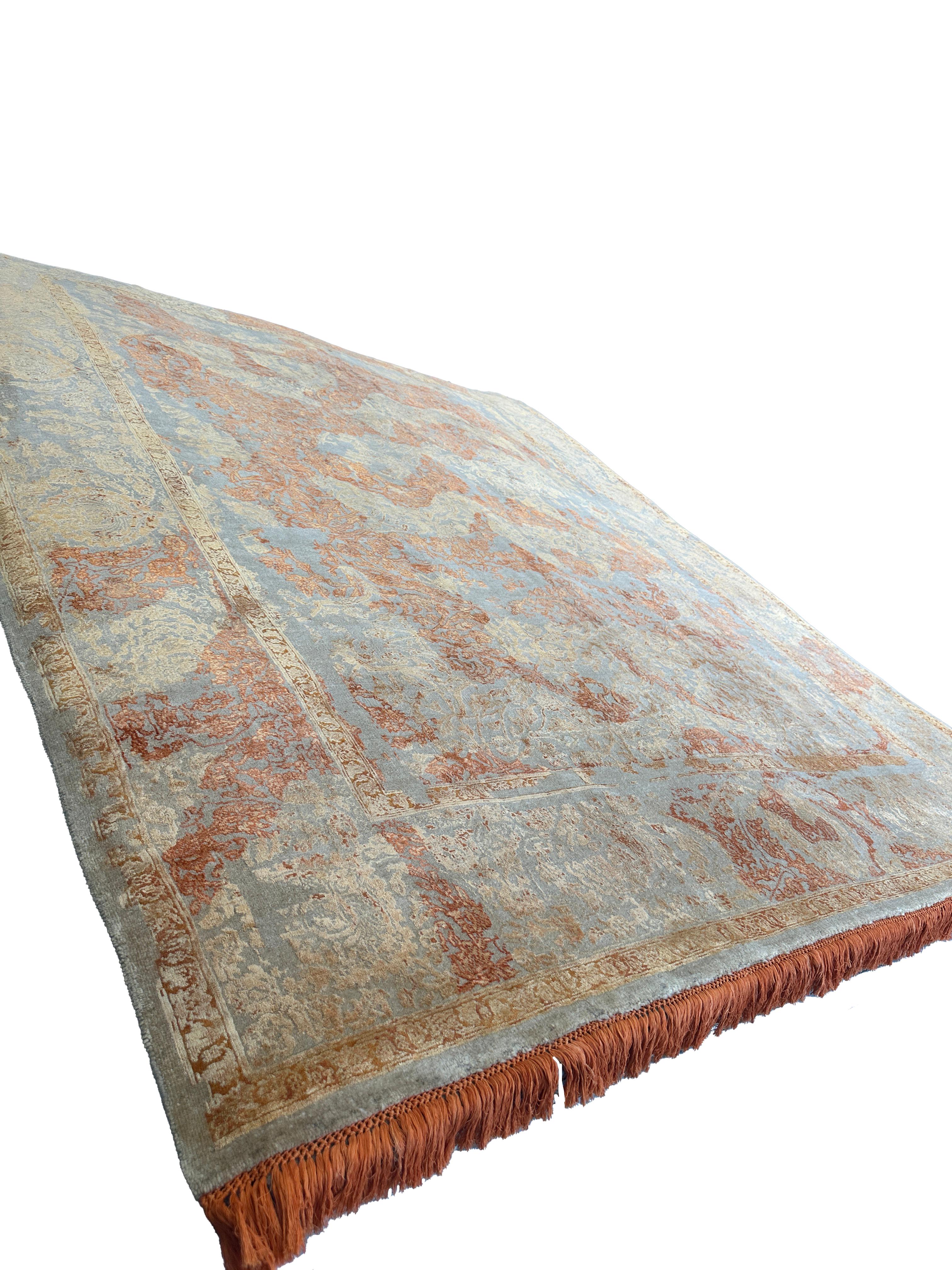 Wool Morden 8x10 Orange Tone Rug For Sale