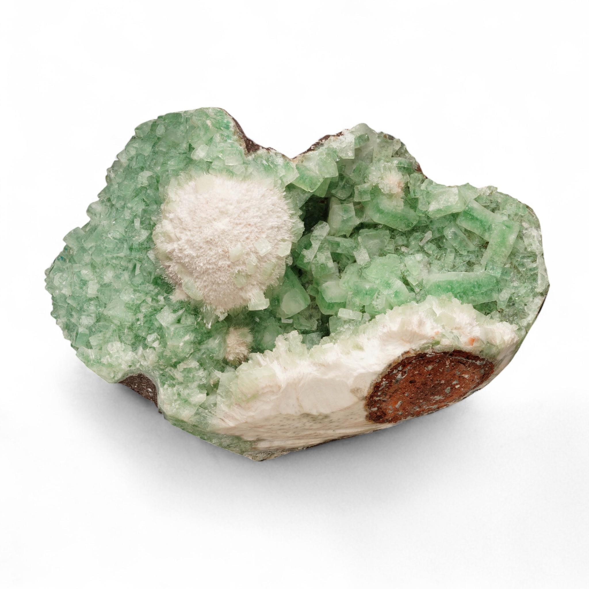 Crystal Mordenite on Green Apophyllite For Sale