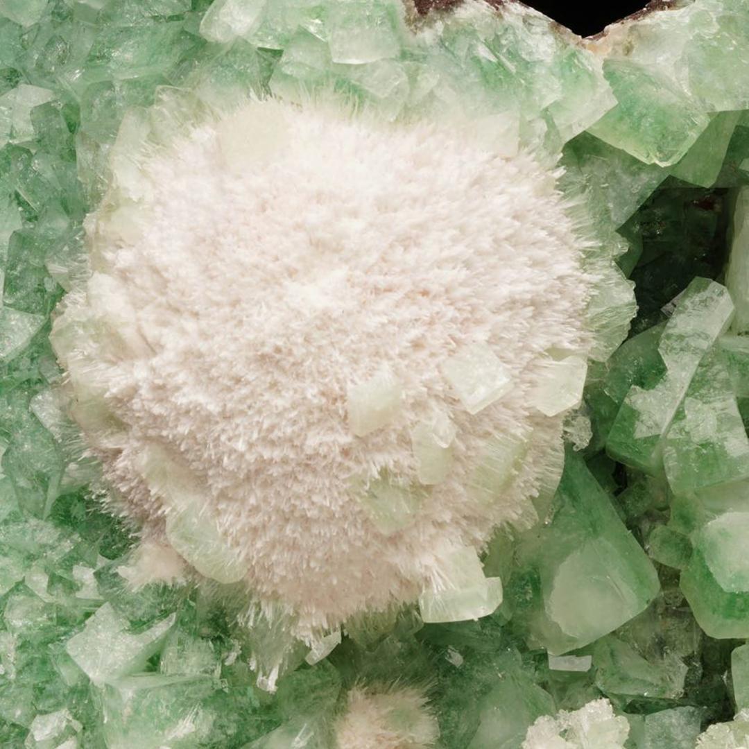Contemporary Mordenite on Green Apophyllite For Sale