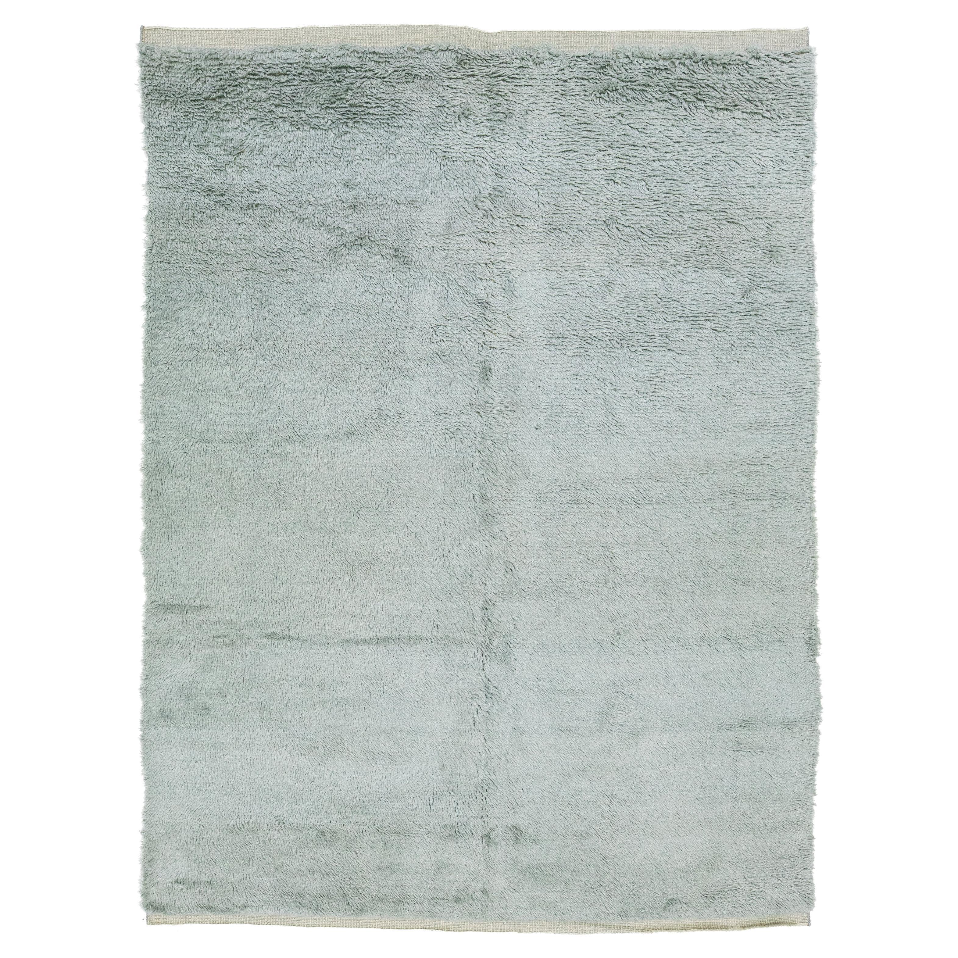 Mordern Moroccan Plush Area Wool Rug fatto a mano in grigio