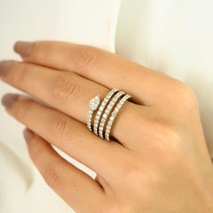 Mordernist 1.166 Ct. Diamond Coil Spiral Cocktail Ring in 18k White Gold