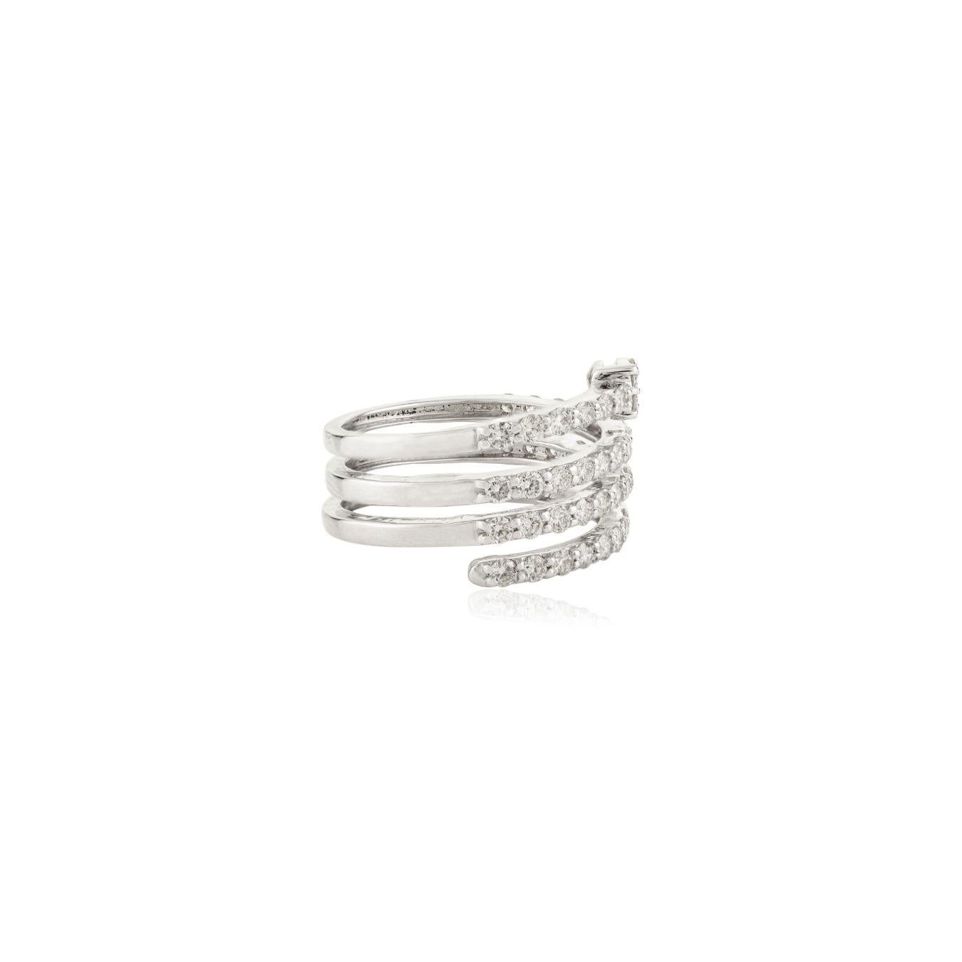 En venta: Mordernista 1.166 Ct. Anillo de Cóctel Espiral de Diamantes en Oro Blanco de 18k  7
