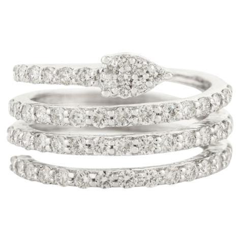 Mordernist 1.166 Karat. Diamant Spiral-Cocktailring aus 18 Karat Weißgold mit Diamantschliff