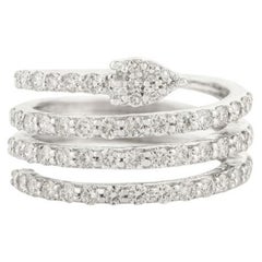 Mordernist 1.166 ct. Bague cocktail spiralée en or blanc 18 carats avec diamants