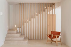 More Burnished wood - CHERRY Leather Armchair seat , Scandinavian