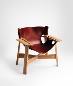 More Burnished wood - CHERRY Leather Armchair seat , Scandinavian