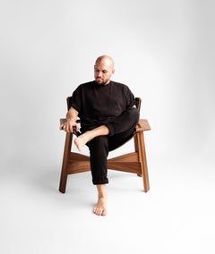 More Burnished wood - CHOCOLATE Leather Armchair seat , Scandinavian