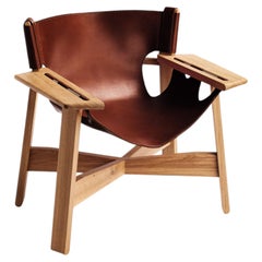 More Burnished wood - COGNAC Leather Armchair seat , Scandinavian
