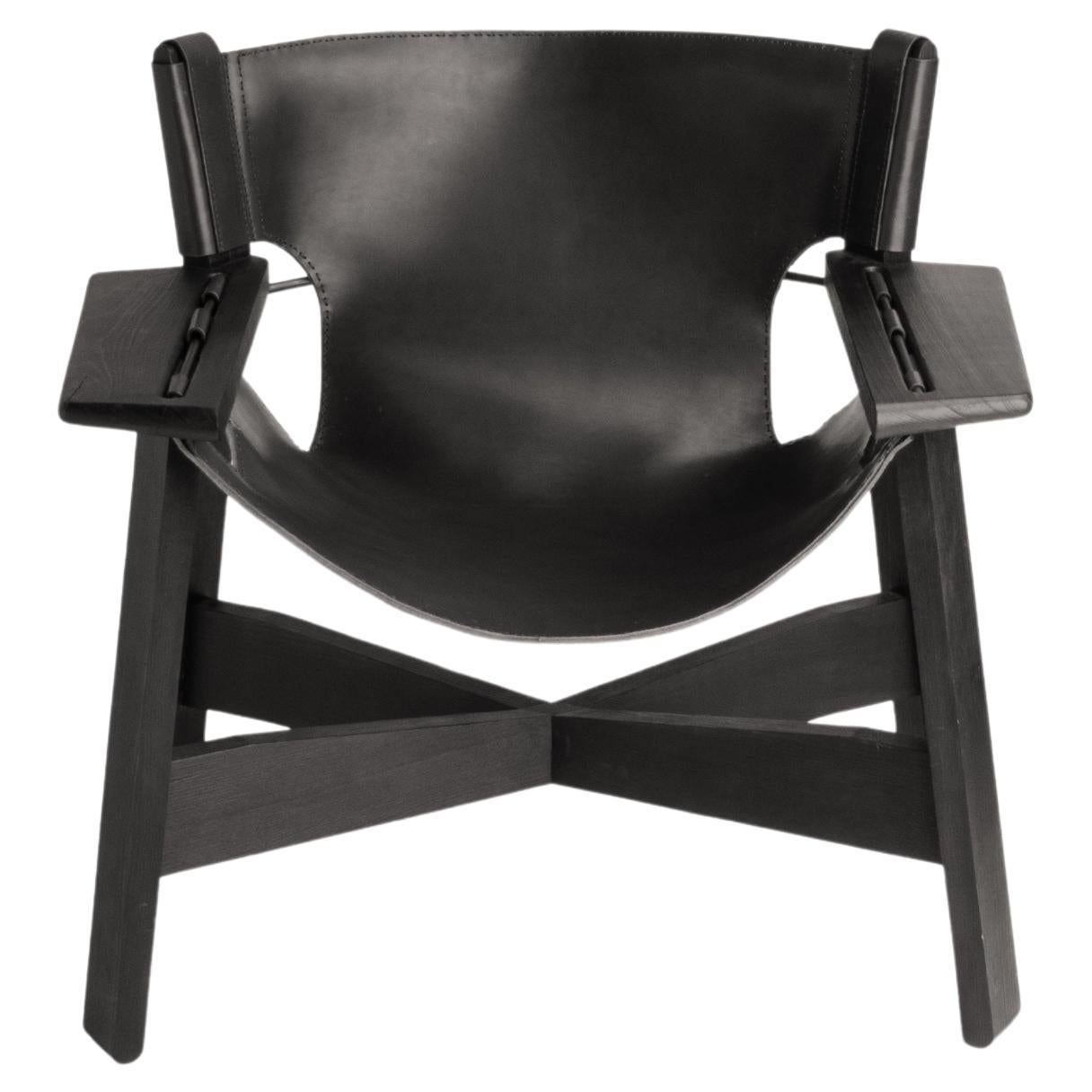 More Burnished wood - Leather Armchair seat by Adriane Escarfullery