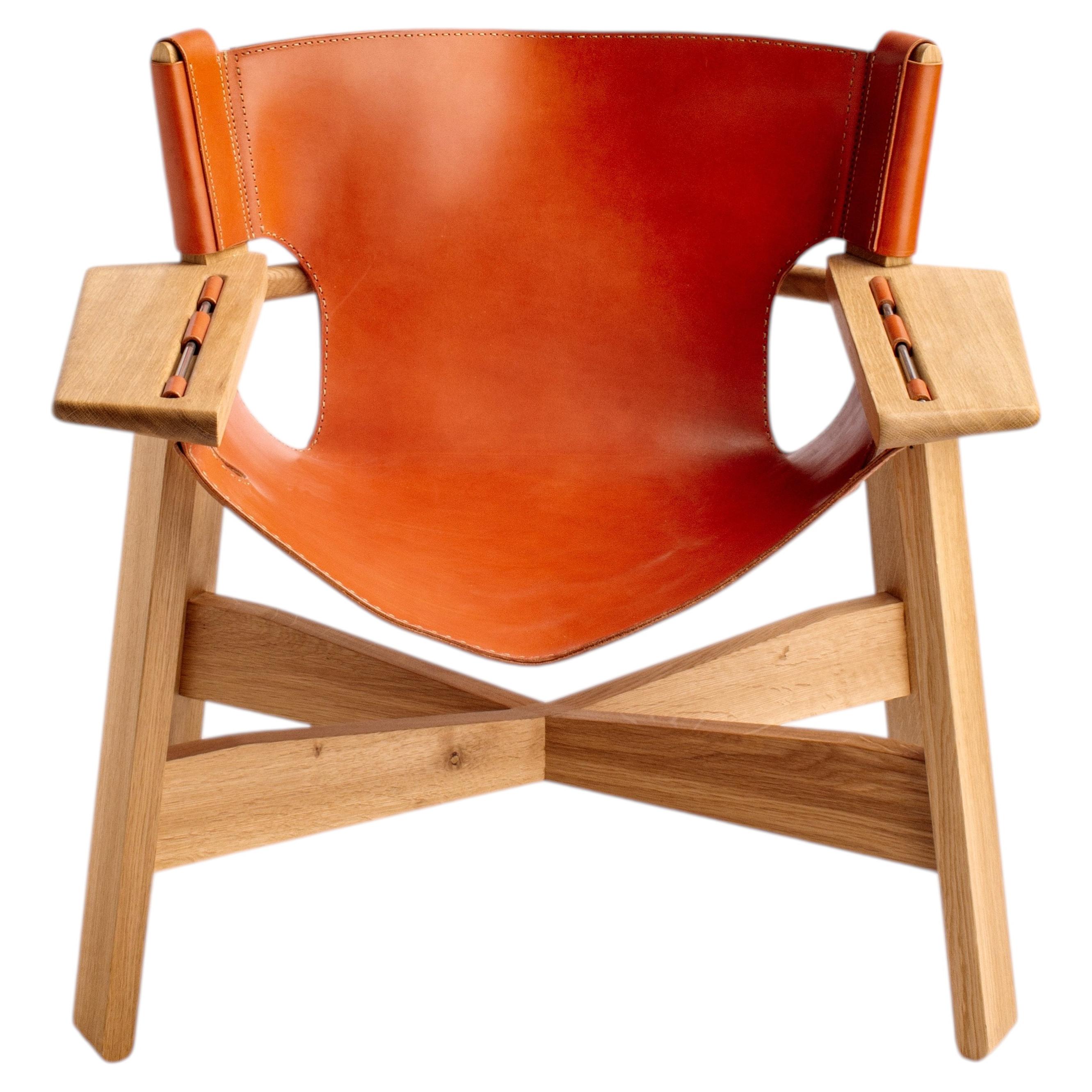 More Burnished wood - Leather Armchair seat , Scandinavian