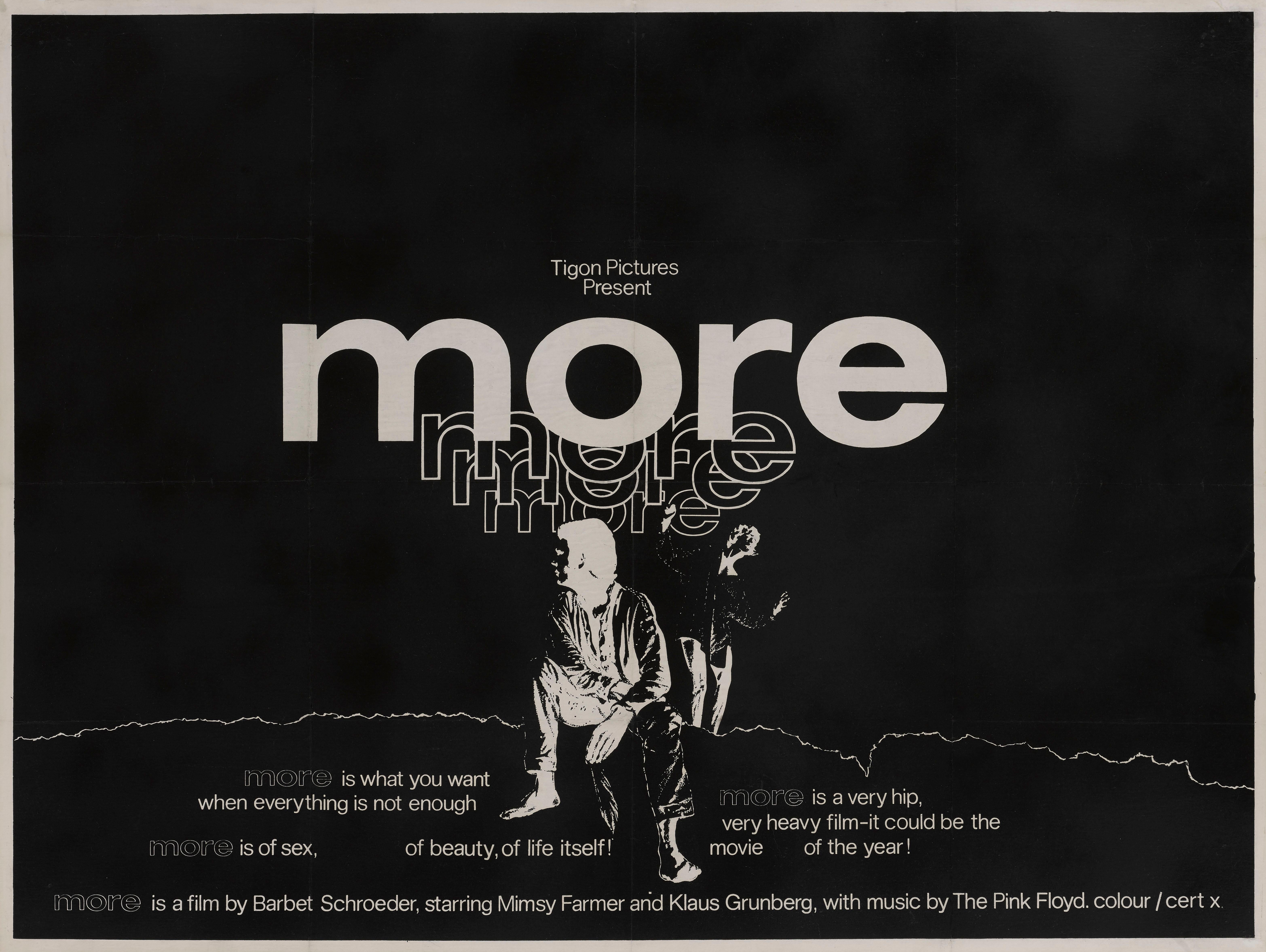 Originales britisches Filmplakat für 1969 Drama, Exploitation Film Mehr.
Der von der Kritik hochgelobte Film wurde von dem Multitalent Barbet Schroeder geschrieben und inszeniert und war sein Regiedebüt für einen Kinospielfilm. Der Soundtrack des